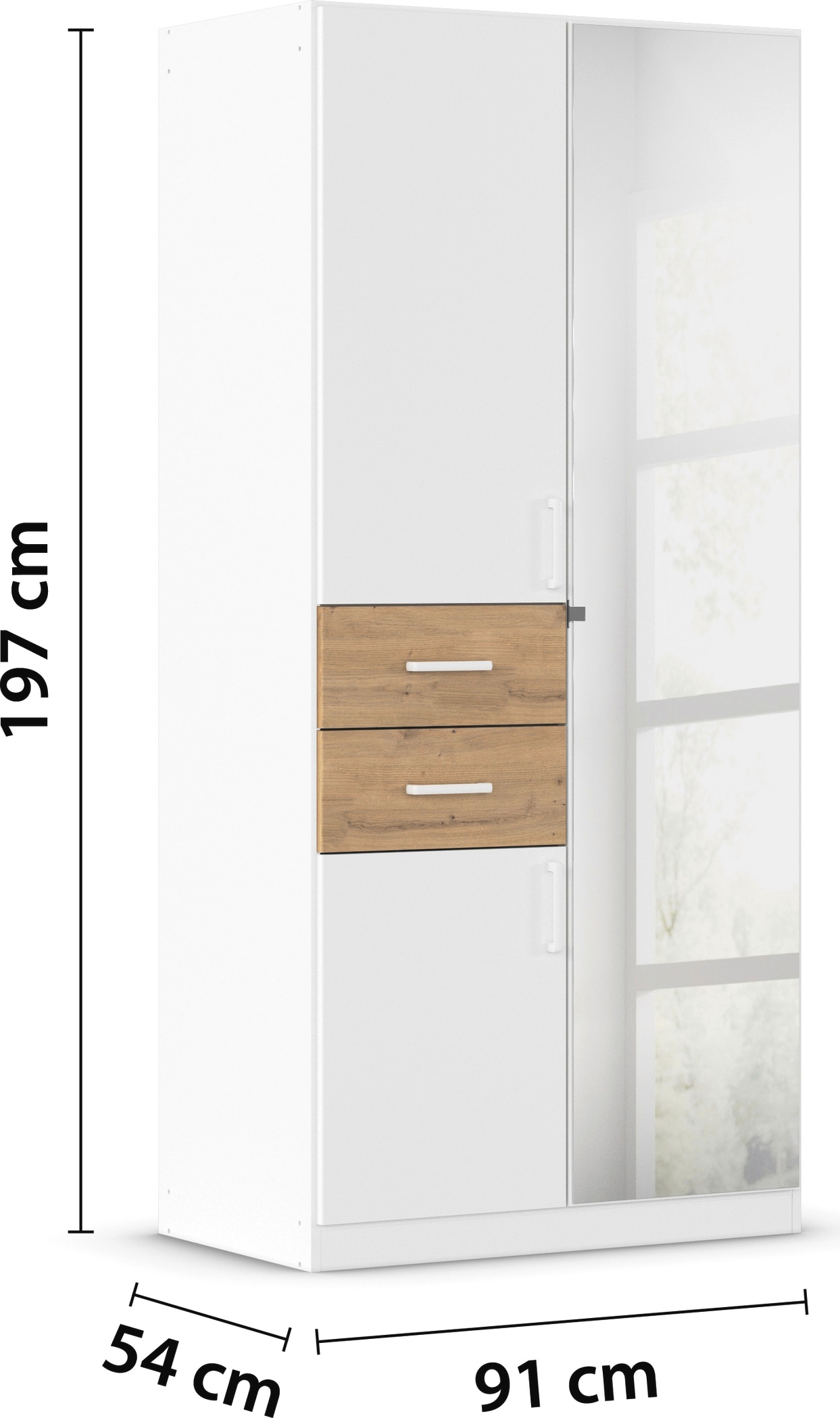rauch Kleiderschrank »Maika« mit Spiegel, 2 Schubladen, in verschiedenen Breiten, Höhen und Farben