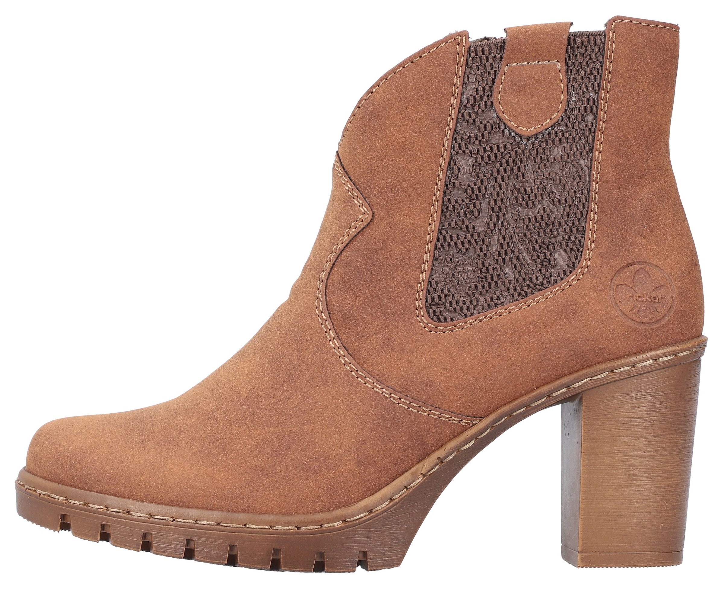 Rieker Cowboy Stiefelette, Westernstiefelette, Stiefelette mit seitlichem Stretcheinsatz