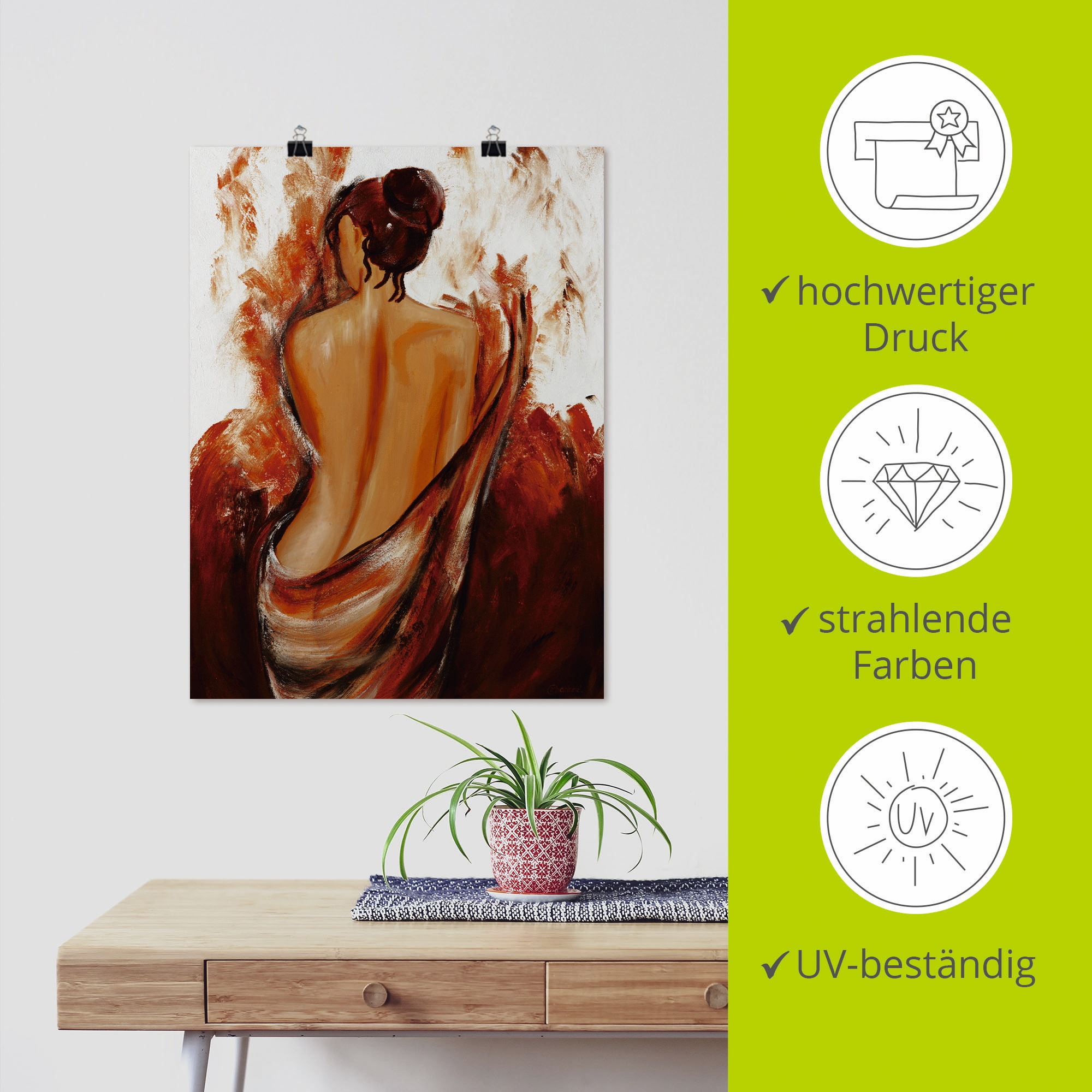 Artland Wandbild »Frau in rot«, Frau, (1 St.), als Leinwandbild, Poster, Wandaufkleber in verschied. Grössen