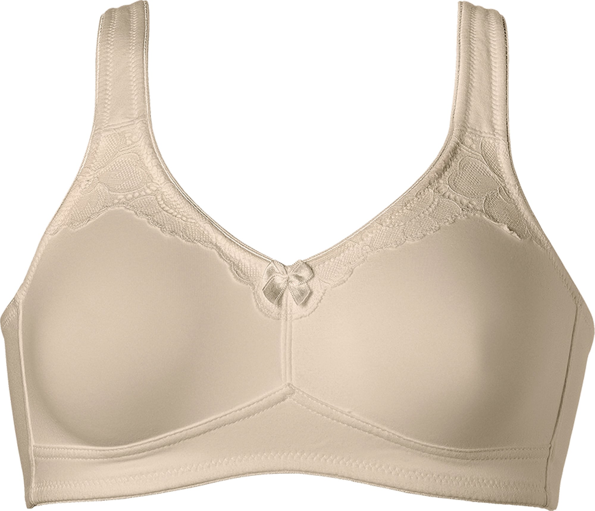 Image of Naturana Bügelloser BH "Cotton" 2er Pack, ohne Bügel, mit Spitze, mit Schleife, mit Cup, Baumwollmix