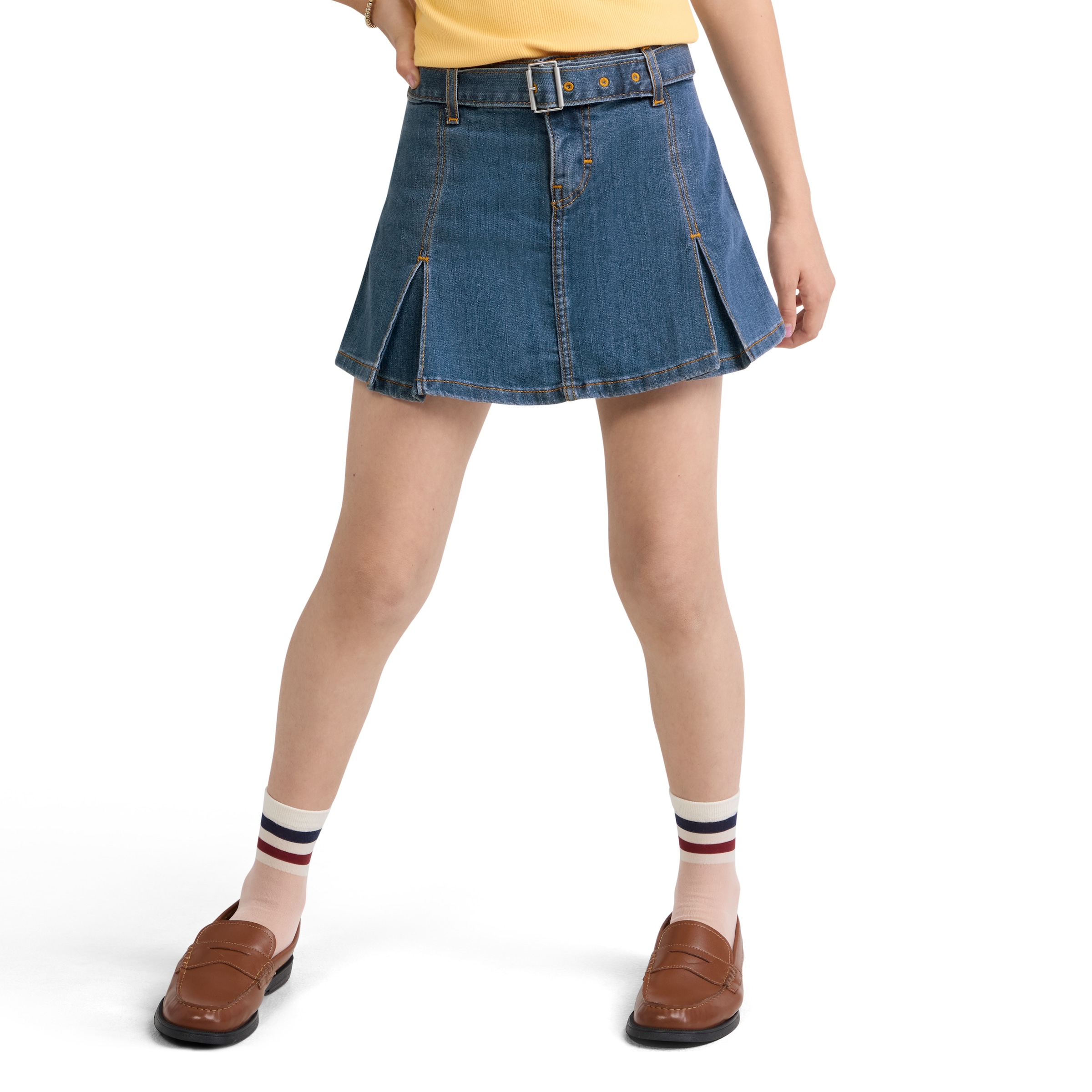 Image of Levis Kids Jeansrock "LVG PLEATED SKORT W BELT" Denim-Rock-Shorts mit Jeans-Gürtel - für Girls