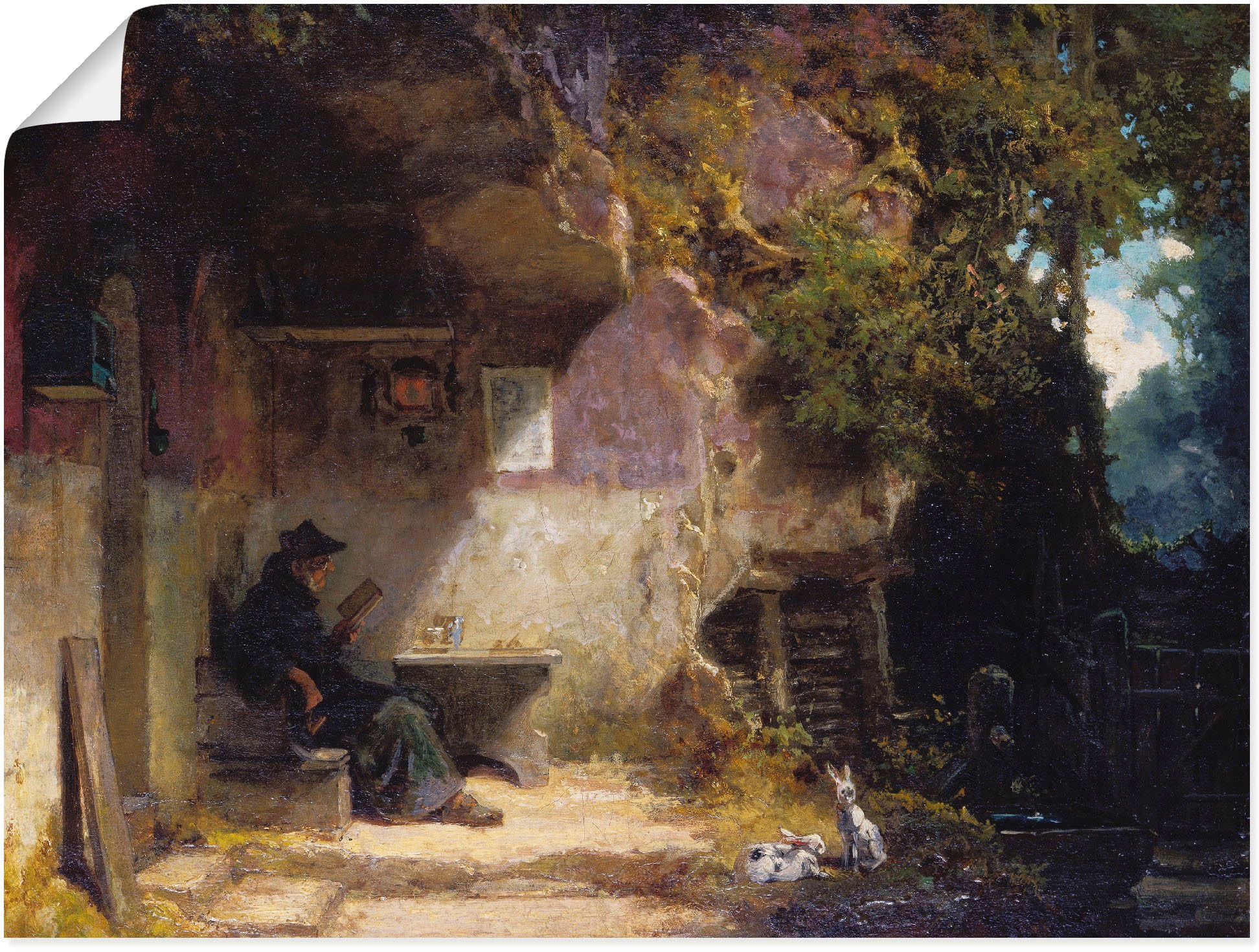 Image of Artland Wandbild »Der Einsiedler vor seiner Klause, Siesta«, Mann, (1 St.), in vielen Grössen & Produktarten -Leinwandbild, Poster, Wandaufkleber / Wandtattoo auch für Badezimmer geeignet bei Ackermann Versand Schweiz