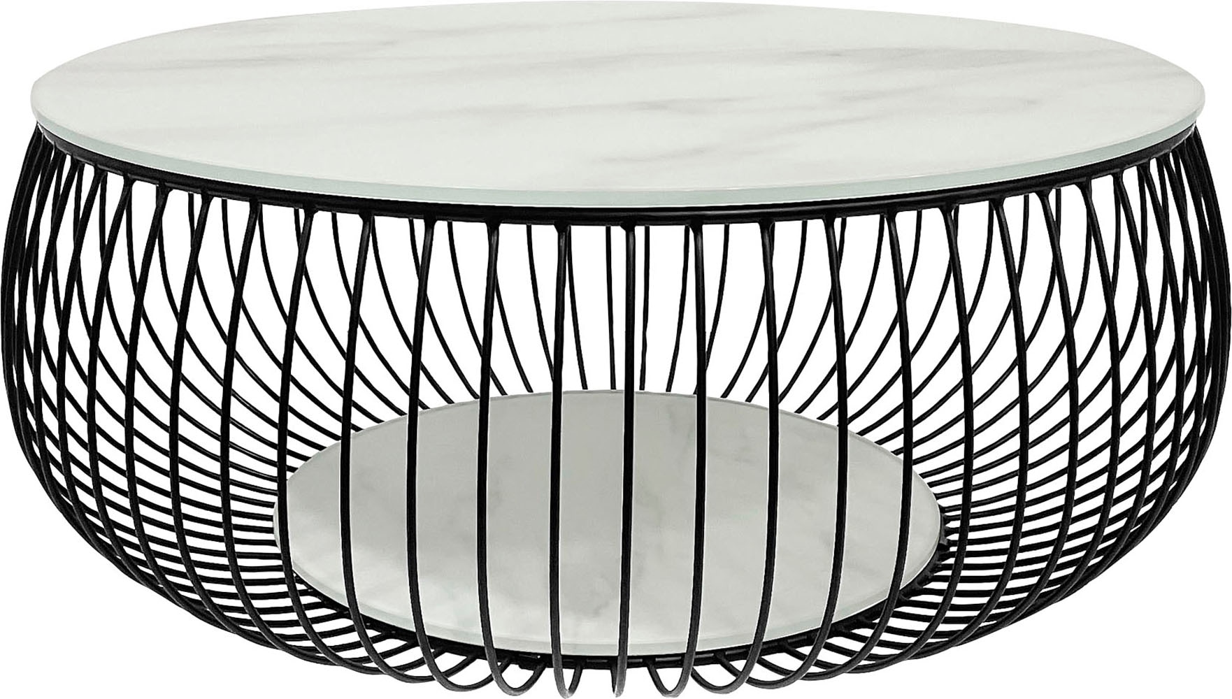 SalesFever Couchtisch, 10 mm starke Klarglasplatte mit Marmordruck