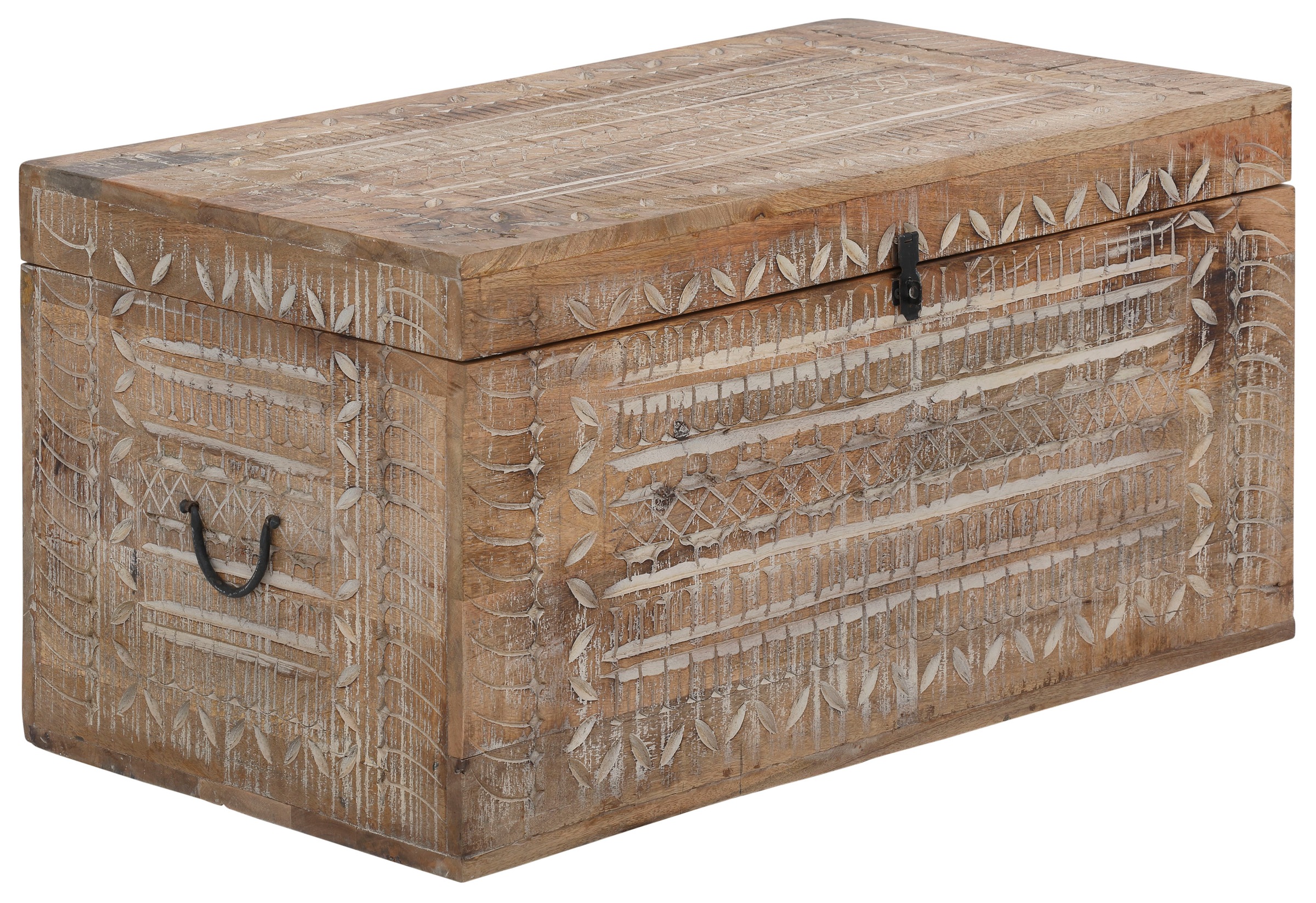 Image of Home affaire Truhentisch »Maratea«, aus massiven, pflegeleichten Mangoholz, mit dekorativen Schnitzereien, Handgefertigt, Breite 90 cm bei Ackermann Versand Schweiz