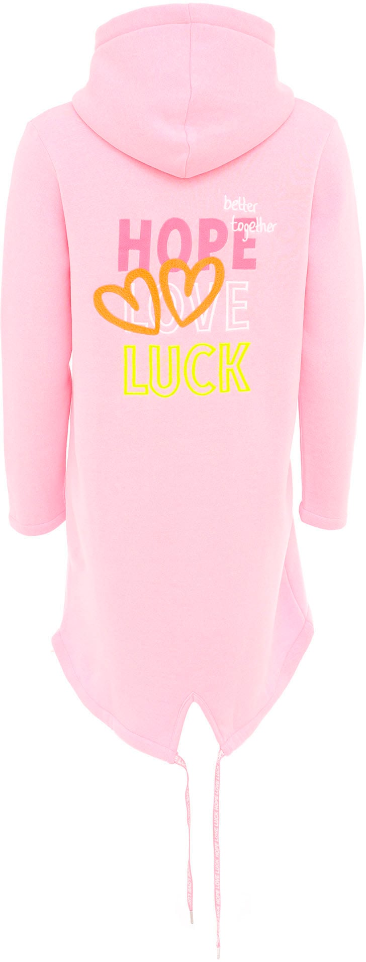Zwillingsherz Jerseymantel »"Hope Love Luck"«, mit langem Reissverschluss und Seitentaschen