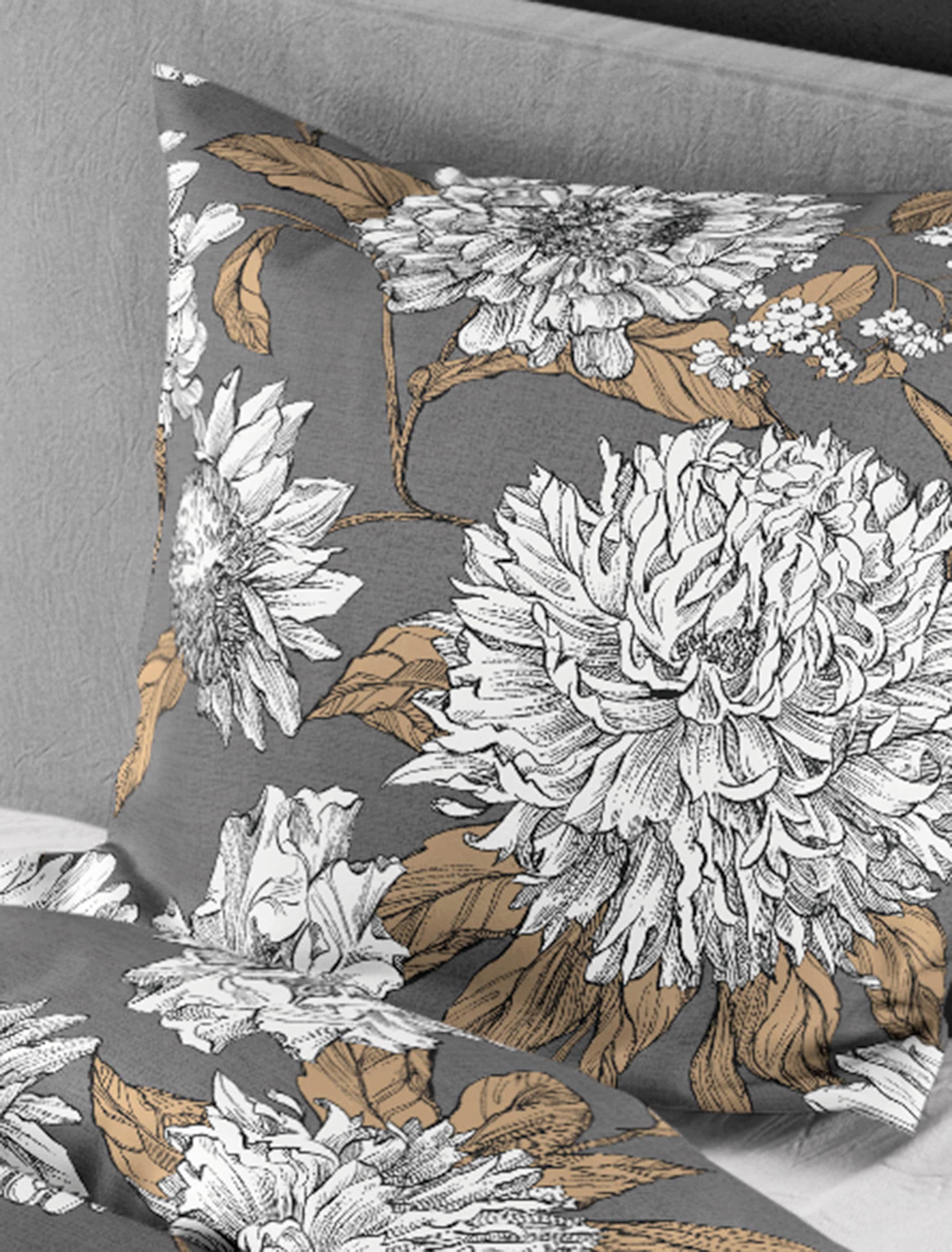 BIERBAUM Linge de lit »4059« 2 cuis Mako satin, 100 % coton, facile d'entretien, floral