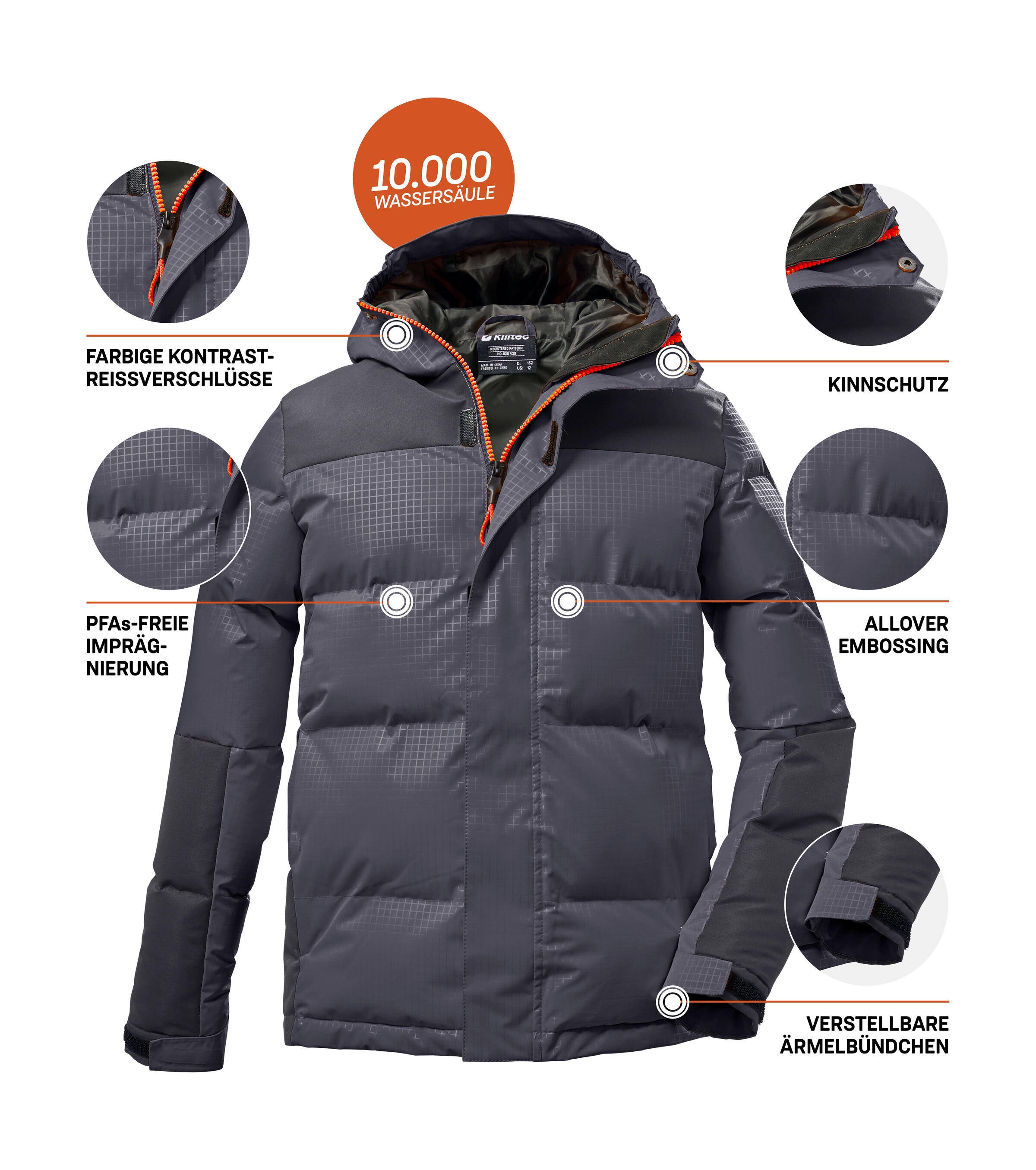 Killtec Steppjacke »KOW 31 BYS QLTD JCKT«, Kinder Winterjacke, gefüttert, wind- und wasserabweisend, atmungsaktiv