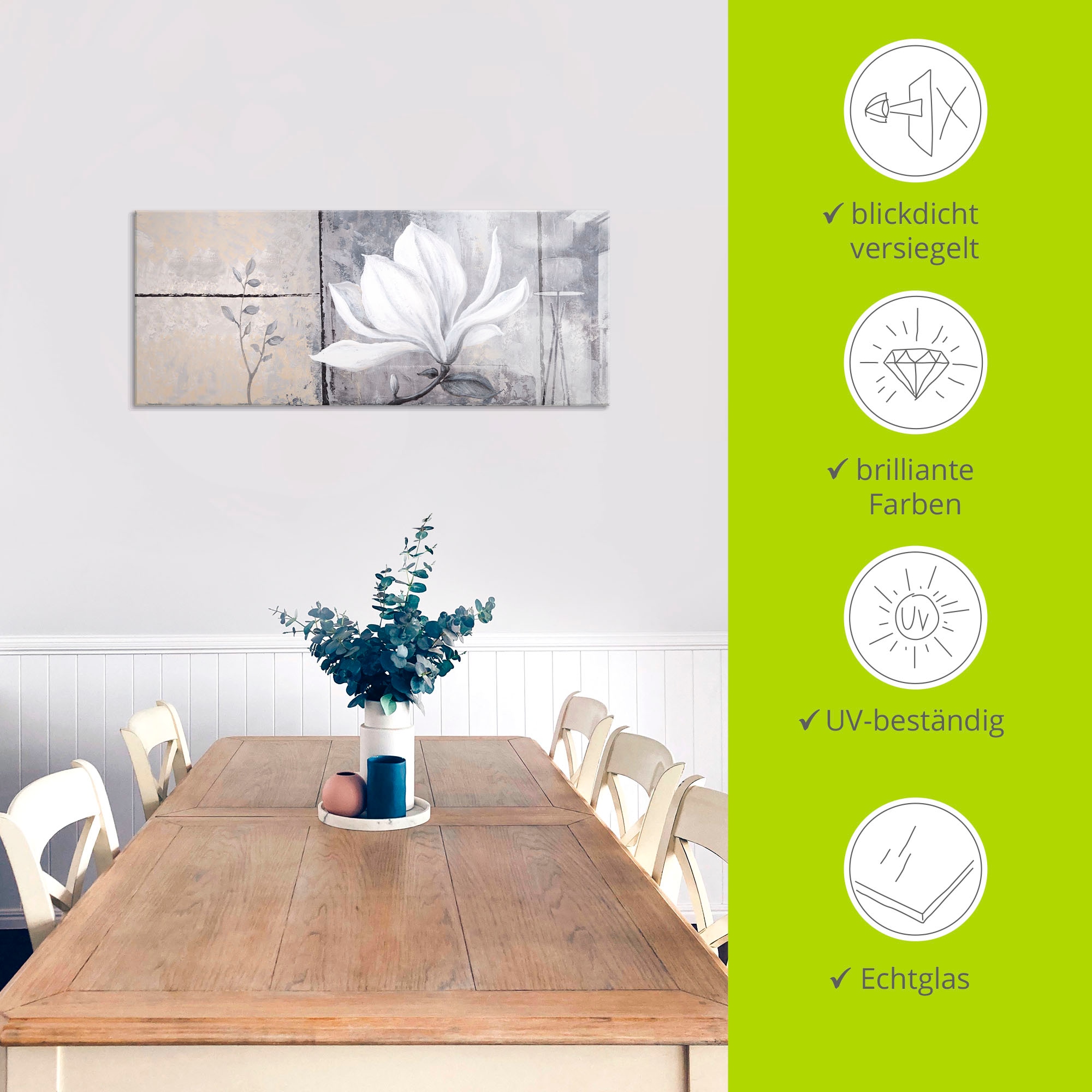 Artland Tableau en verre »Klassische Magnolie« 1 cuis tlg. in verschiedenen Grössen