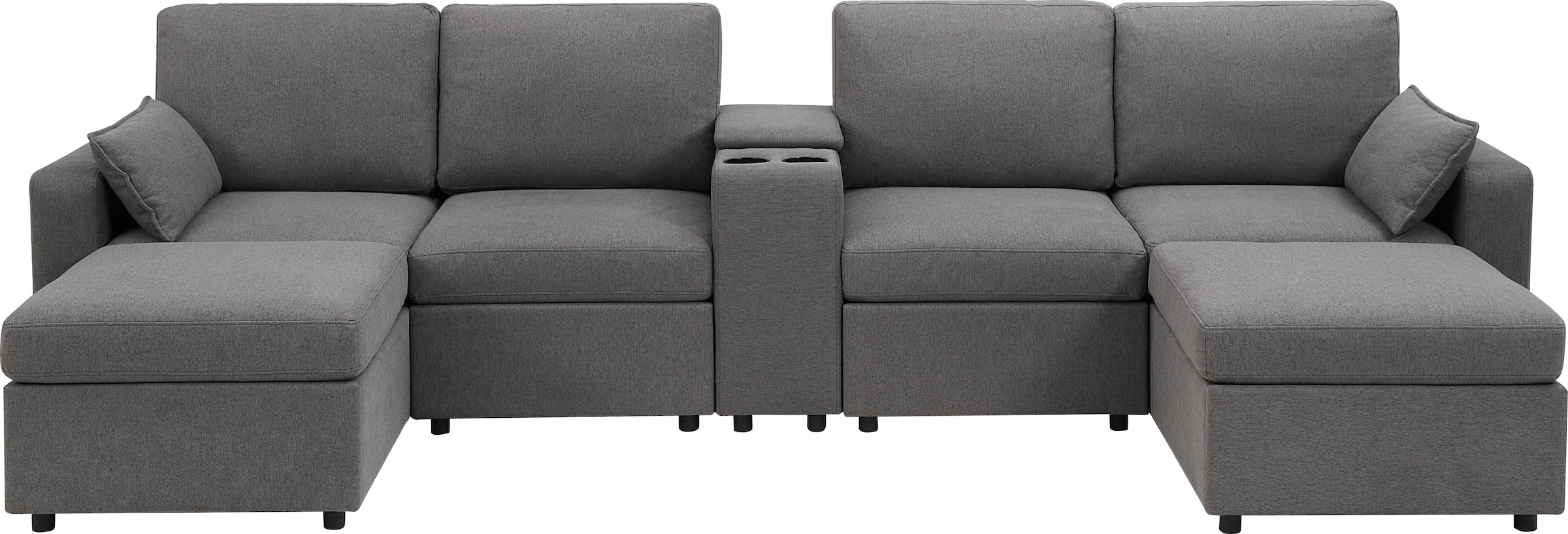 GOODproduct Wohnlandschaft »Ulrik, U-Form, Breite: 315cm« mit Stauraum unter den Sitzen, inkl Stauraumkonsole mit Becherhaltern
