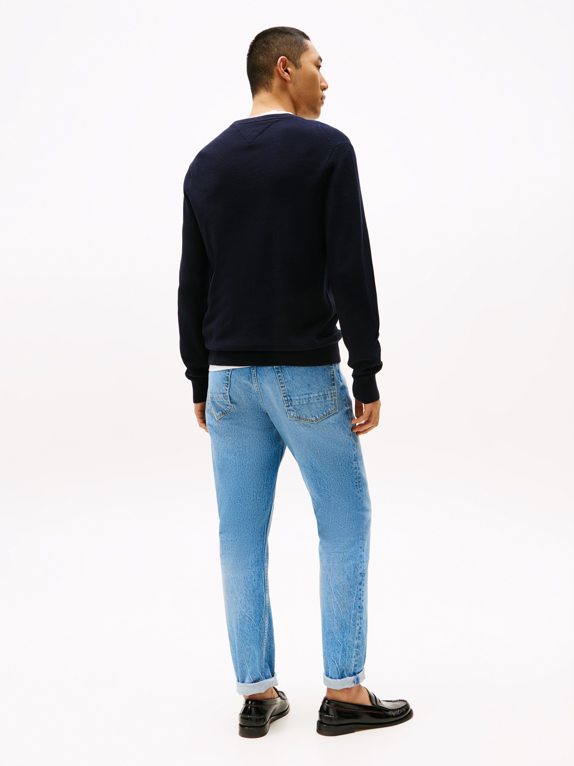 Tommy Hilfiger Rundhalspullover »ESSENTIAL STRUCTURE CREW NECK mit Struktur und Label«, unifarben, casual, regular fit, Baumwolle, Rundhals