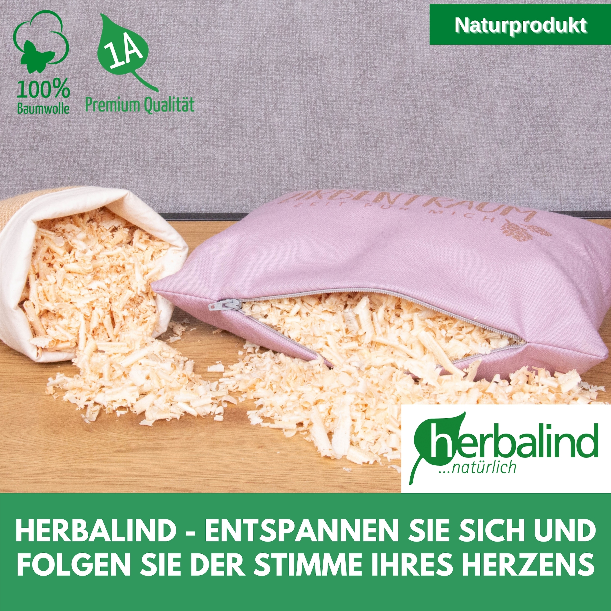 herbalind Zirbenkissen »Zirbentraum in Anthrazit/Roségoldfarben 30x20 mit Reissverschluss - Gefüllt«, (1 tlg.), mit hochwertigen Zirbenholzflocken 100% Baumwolle - Made in Germany