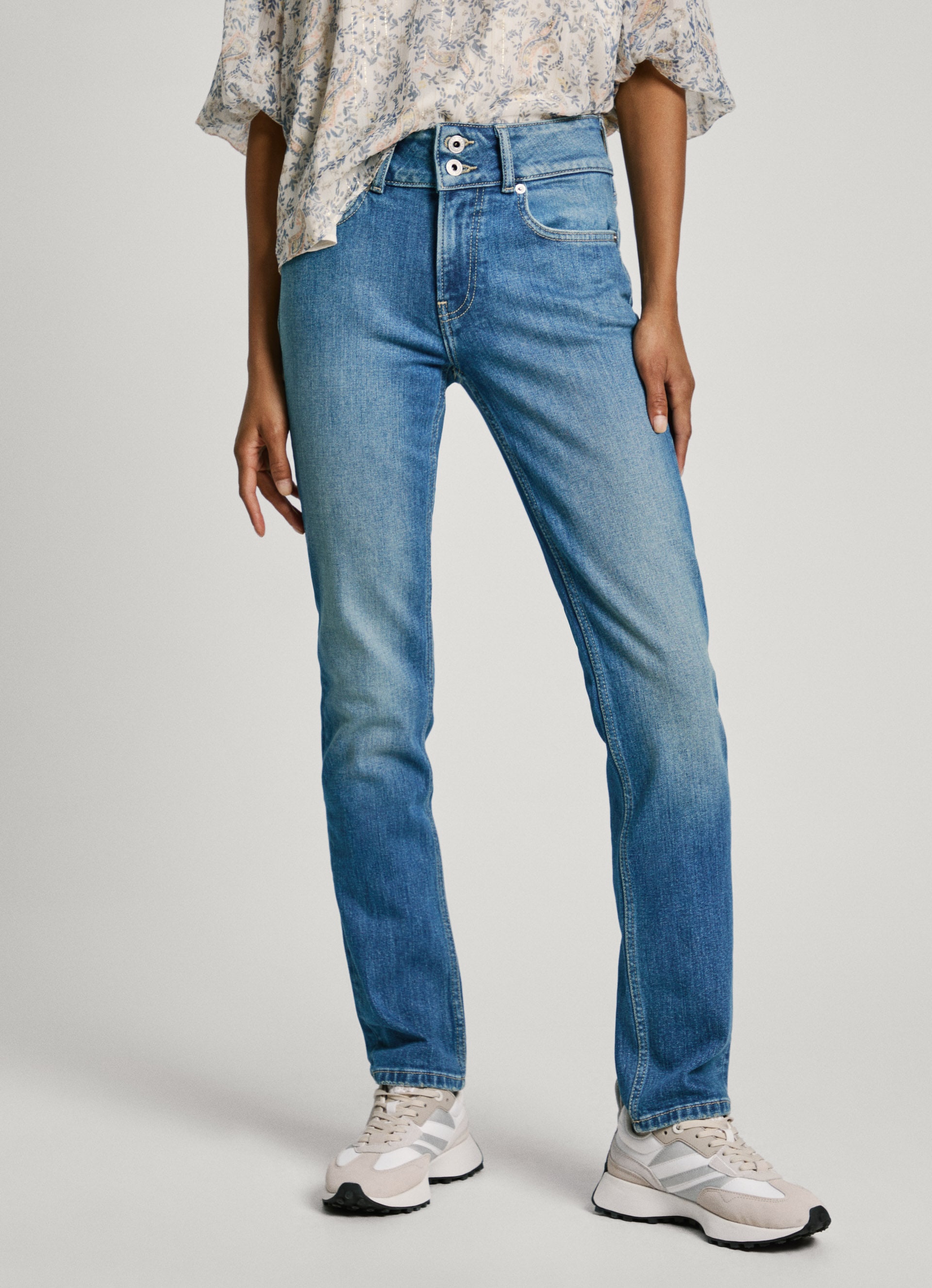 Slim-fit-Jeans »SLIM JEANS MW«, mit extrabreitem Bund mit Doppelknopf-Verschluss