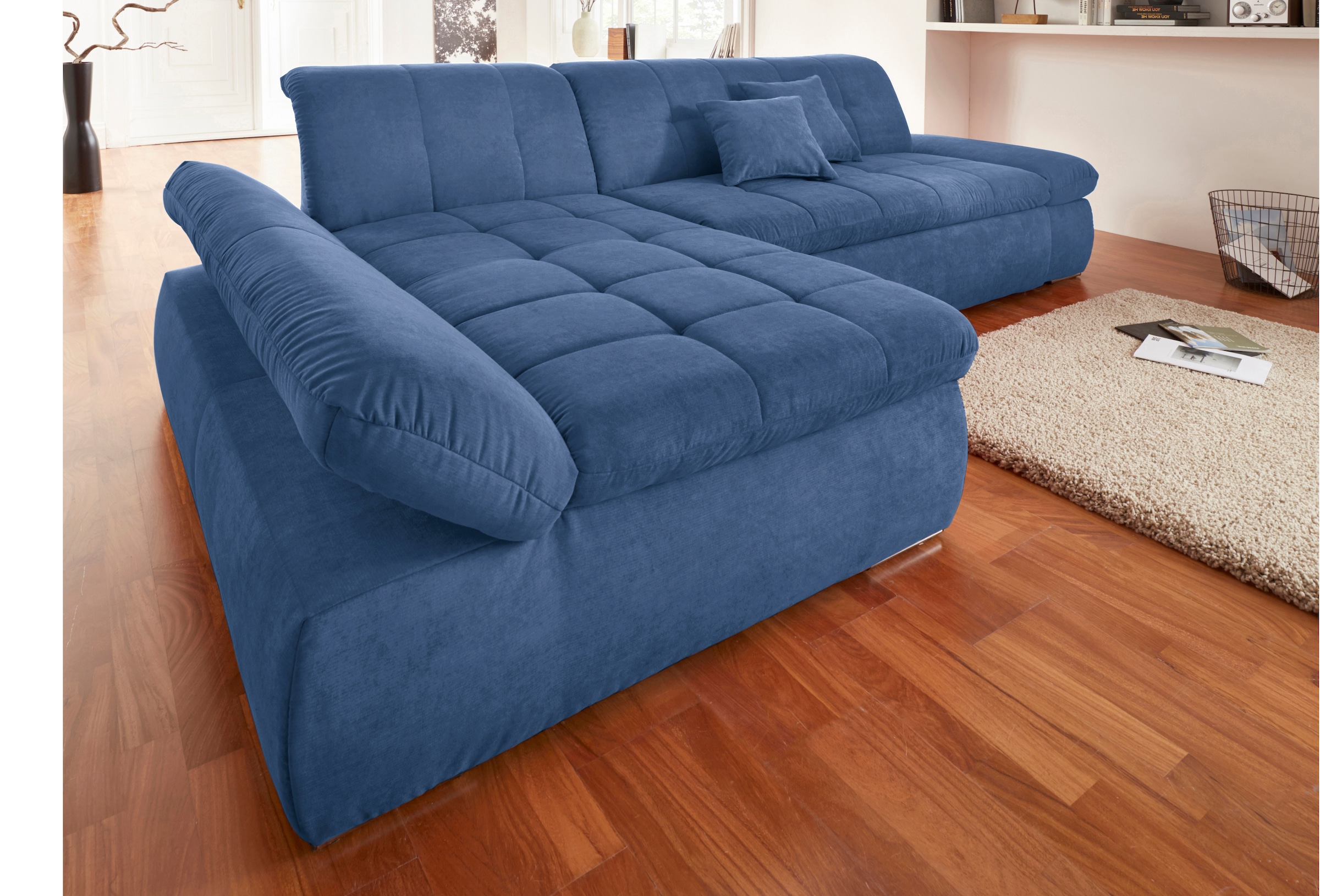 DOMO collection Ecksofa »NMoric XXL, B/T/H: 300/172/80cm, Revamierenabschluss L-Form«, wahlweise mit Bettfunktion und Armlehnverstel,lung