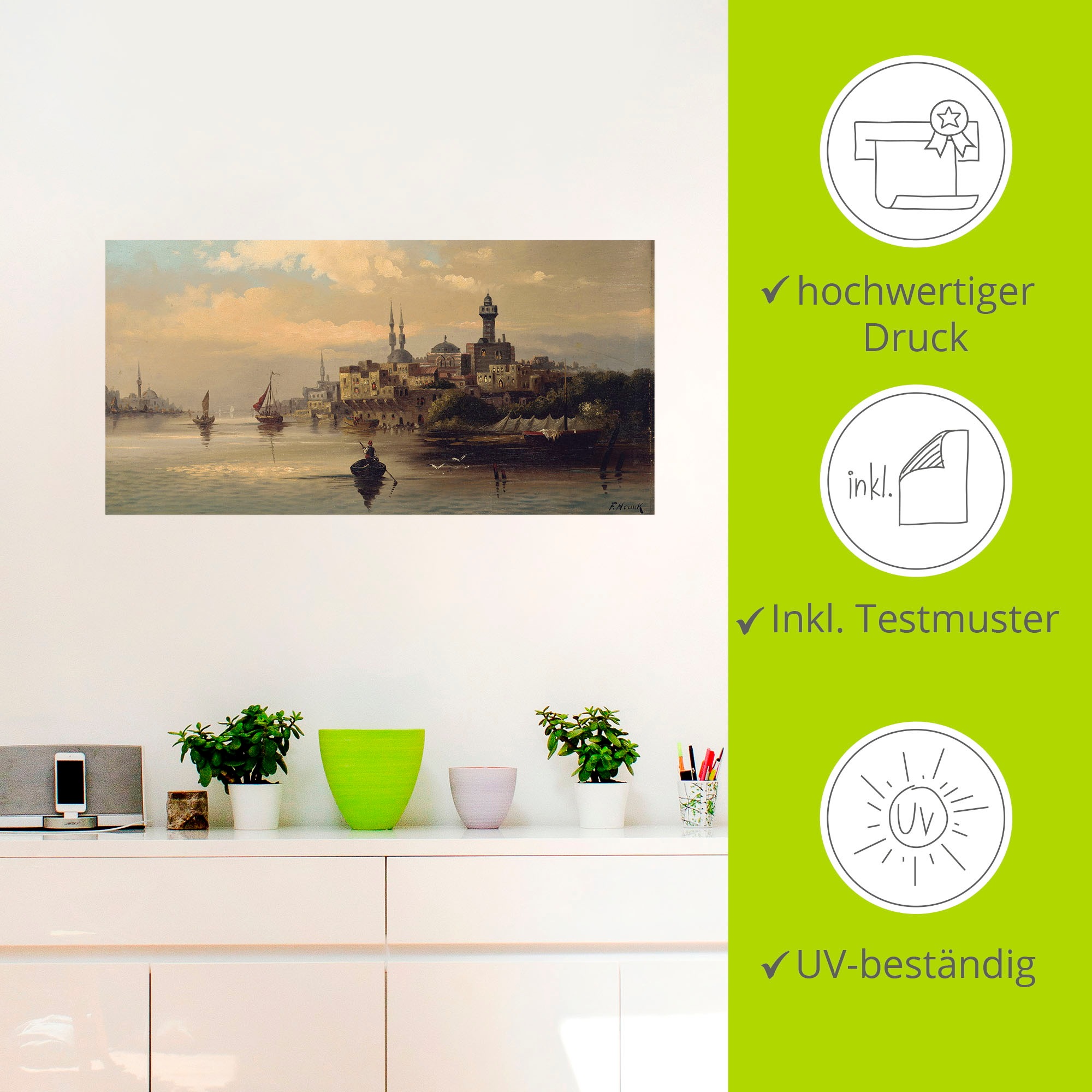 Artland Wandbild »Kauffahrtsschiffe auf Bosporus, Istanbul«, Gewässer, (1 St.), als Leinwandbild, Poster, Wandaufkleber in verschied. Grössen