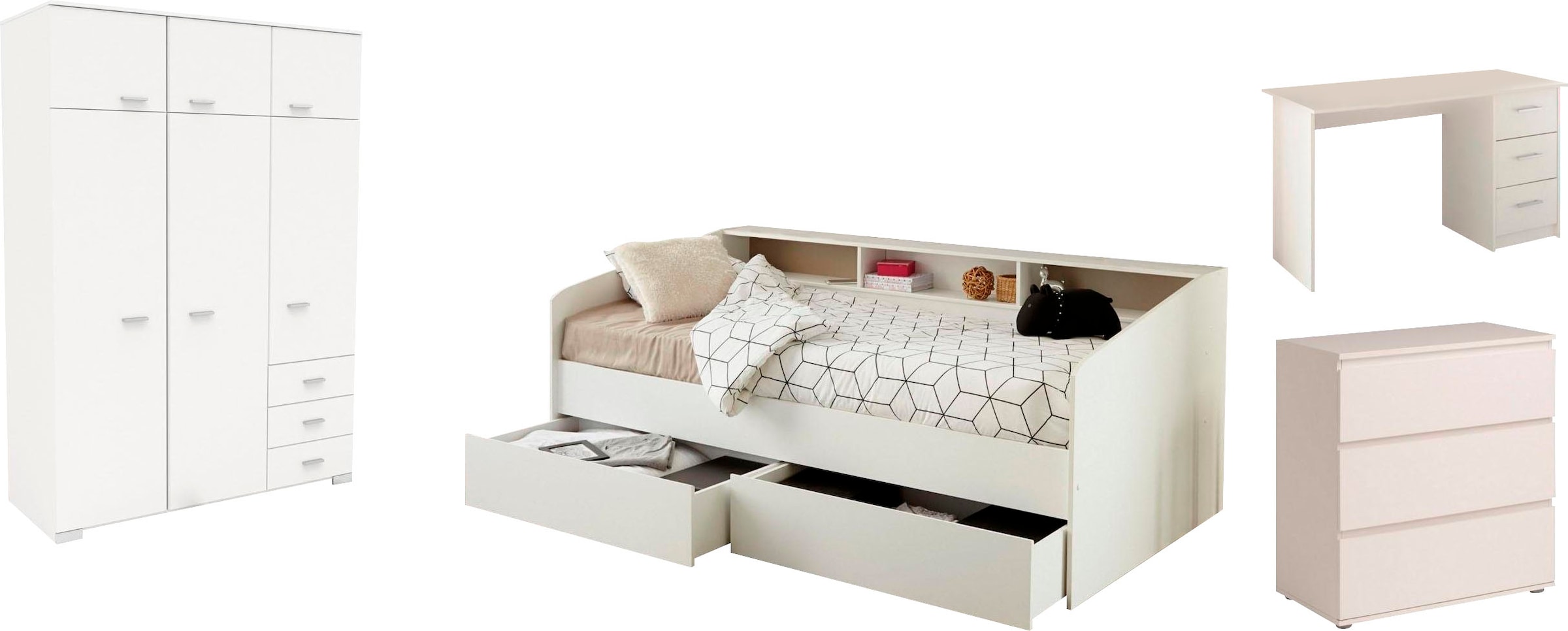 Parisot Jugendzimmer-Set »Sleep«, (Set, 4 St., Kleiderschrank, Stauraumbett, Kommode... kaufen
