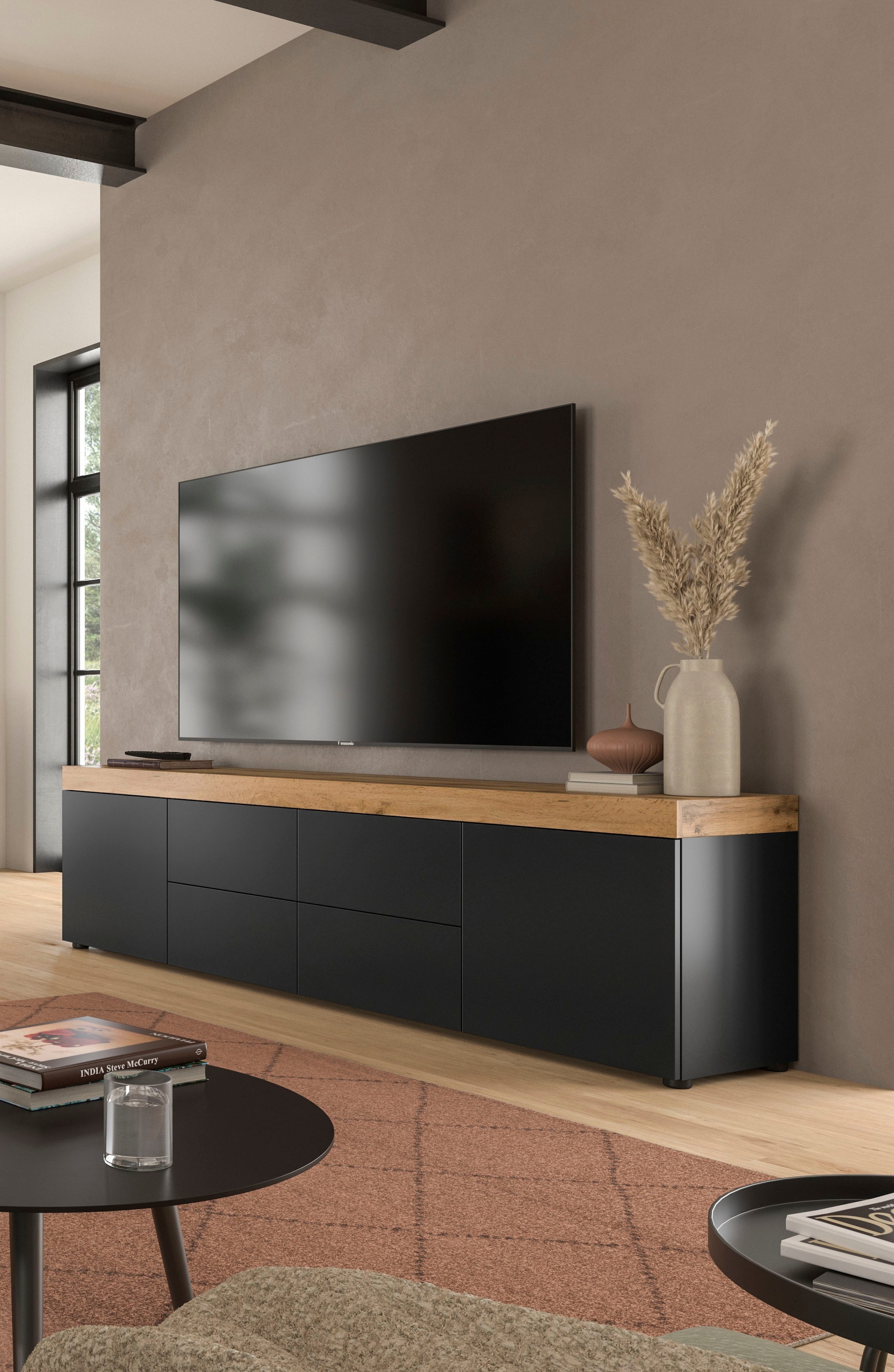 GOODproduct Table basse »MAMBO, TOPSELLER!, Breite 200cm, 2 Türen, 4 Schubkästen, push-2-open« 2 farbige Ausführung, in verschiedenen Farben erhältlich, 1 cuis tlg. Lowboard, TV Unterschrank, Tv-Schrank, Wohnzimmer