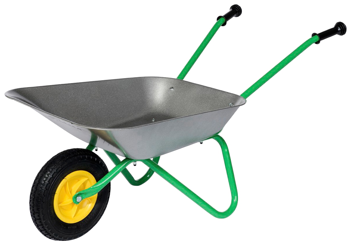 Image of rolly toys Schubkarre "rollyMetallschubkarre, silber/grün" für Kinder; mit Luftreifen; Made in Europe