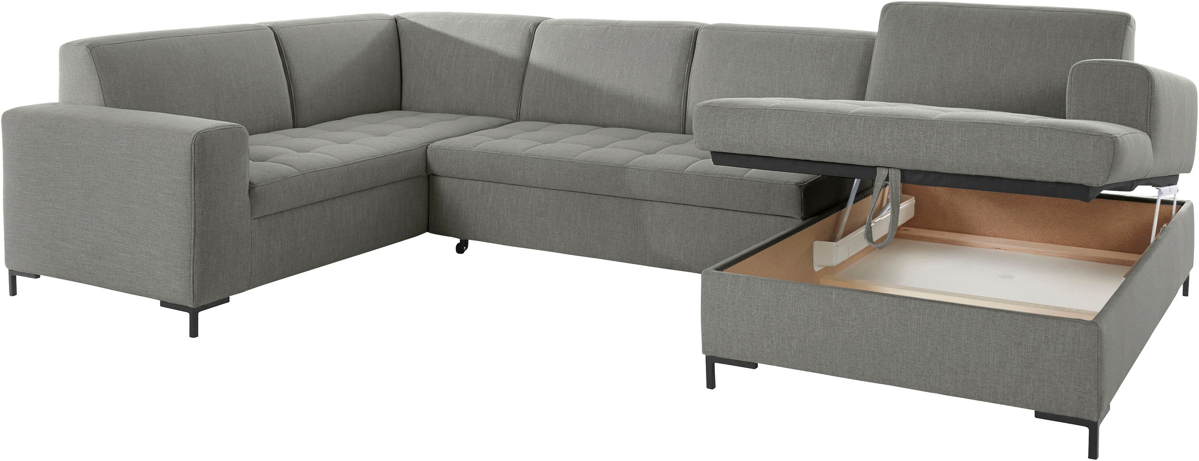 GOODproduct Wohnlandschaft »Grazzo U-Form«, hochwertige Stoffe aus recyceltem Material, Steppung im Sitzbereich