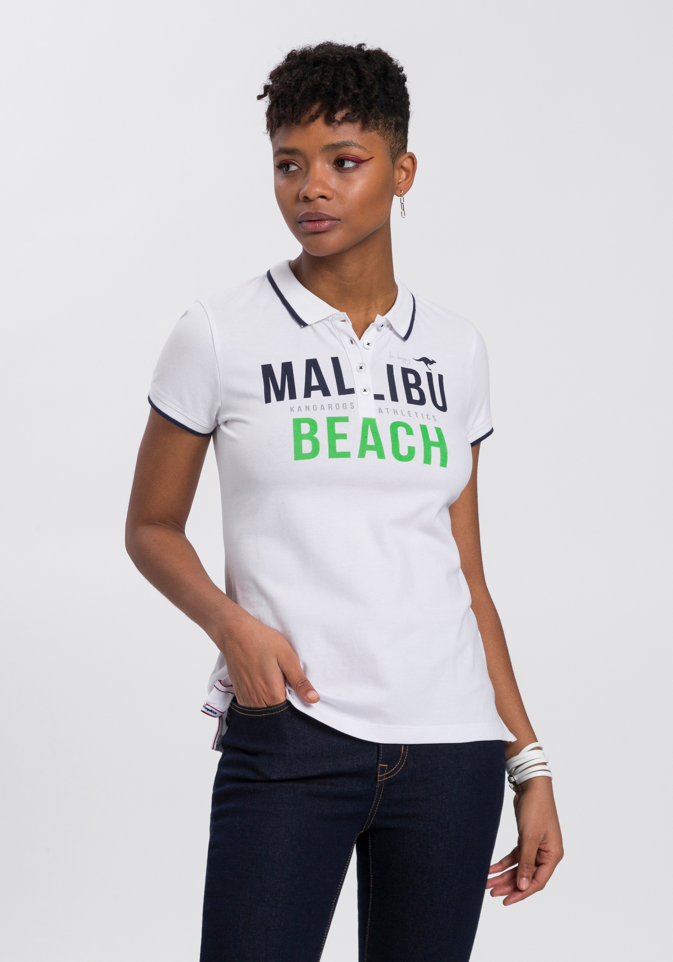 Image of KangaROOS Poloshirt, mit grossem Malibu-Beach Logo-Druck bei Ackermann Versand Schweiz
