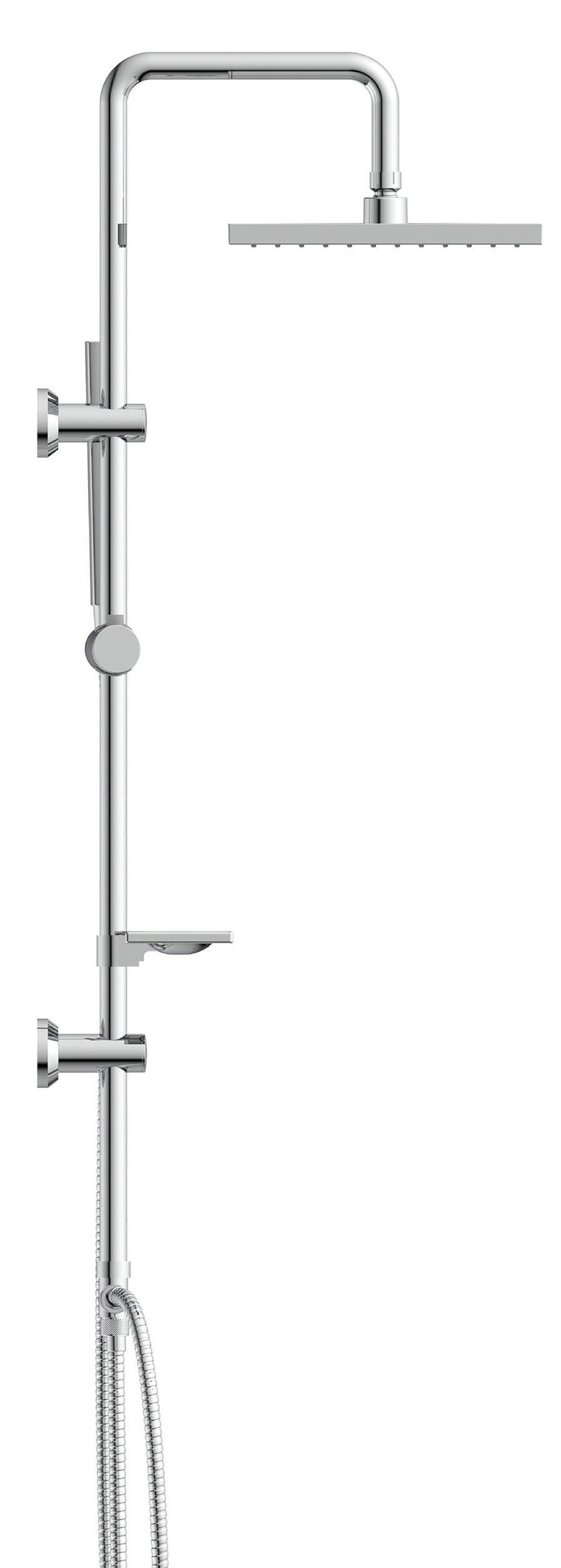 welltime Set de douche à barres »LINA« Überkopfbrause mit Seifenablage, 20 cm Kantenlänge.