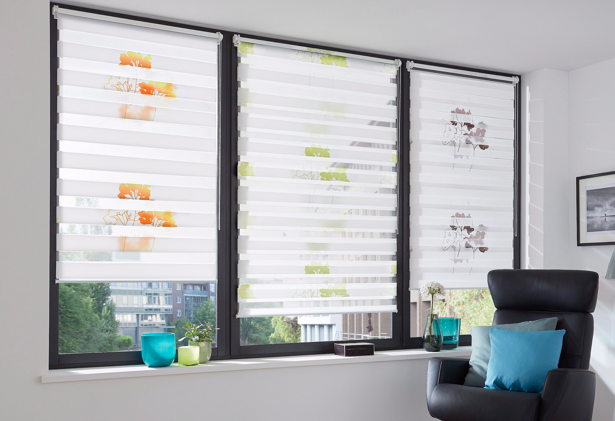 K-HOME Store double »Delphi« protection contre la lumière Aucun perçage requis en taille fixe