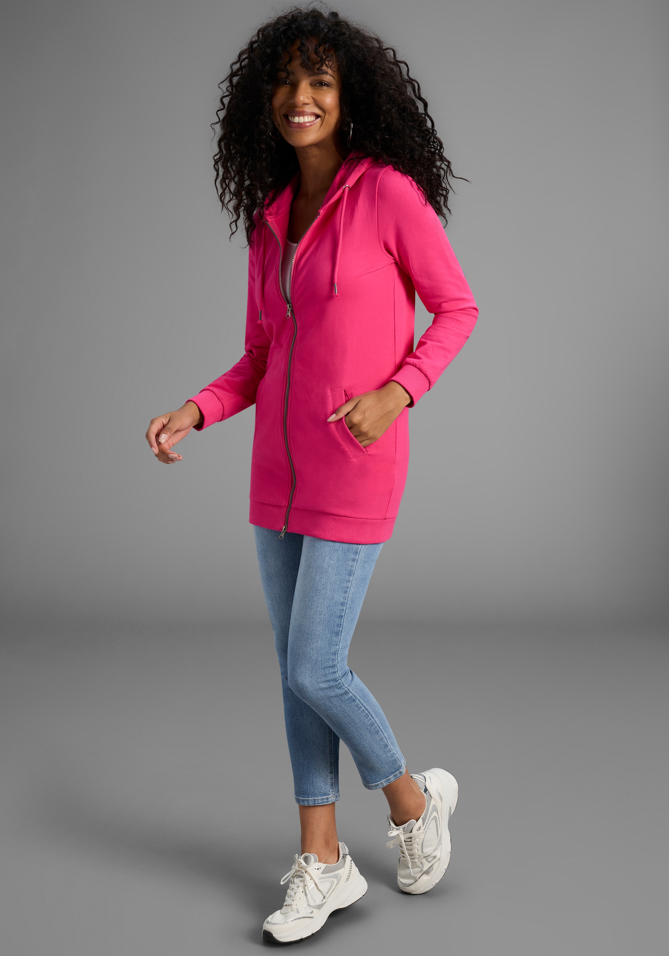 Flashlights Veste sweat in langer Form mit Zipper