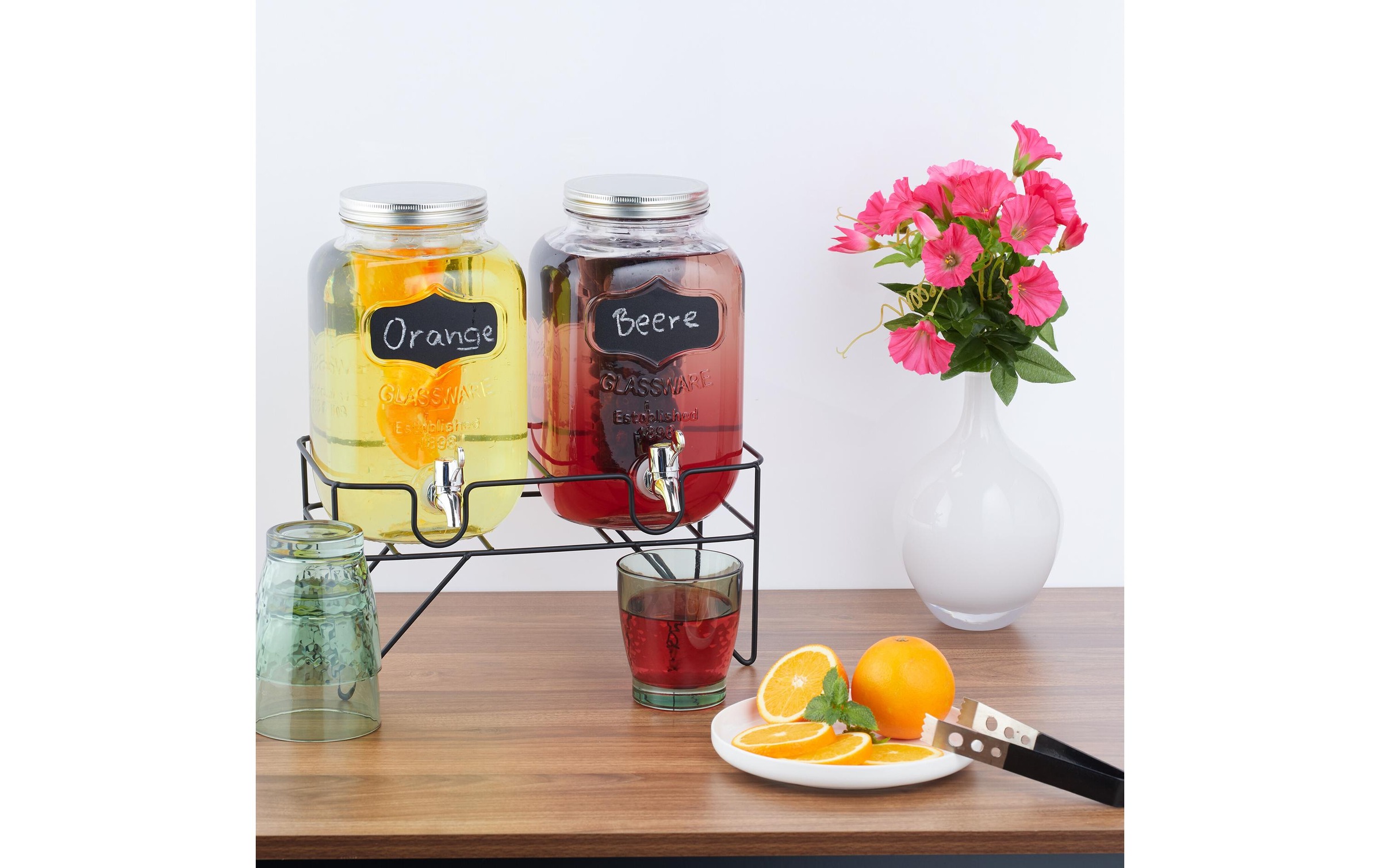 relaxdays Getränkespender »mit Ständer 2er Set, 4 Liter«