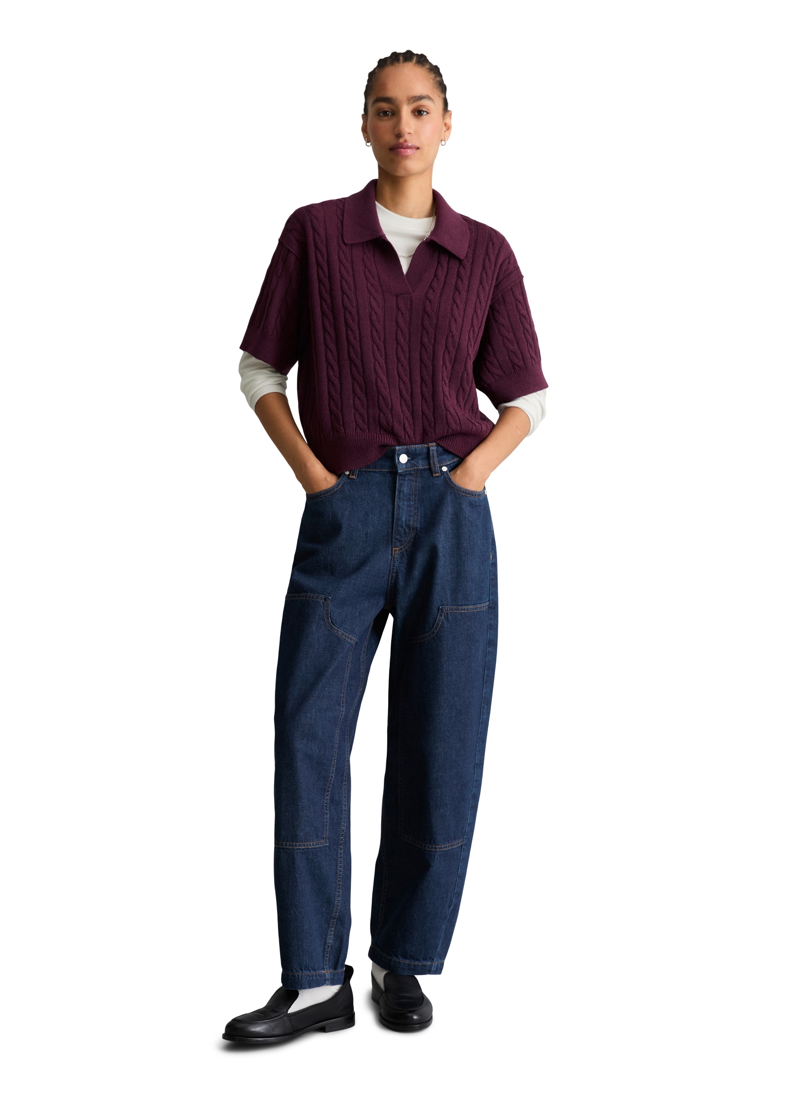 Marc O'Polo DENIM Strickshirt avec col polo, mélange laine vierge, oversize