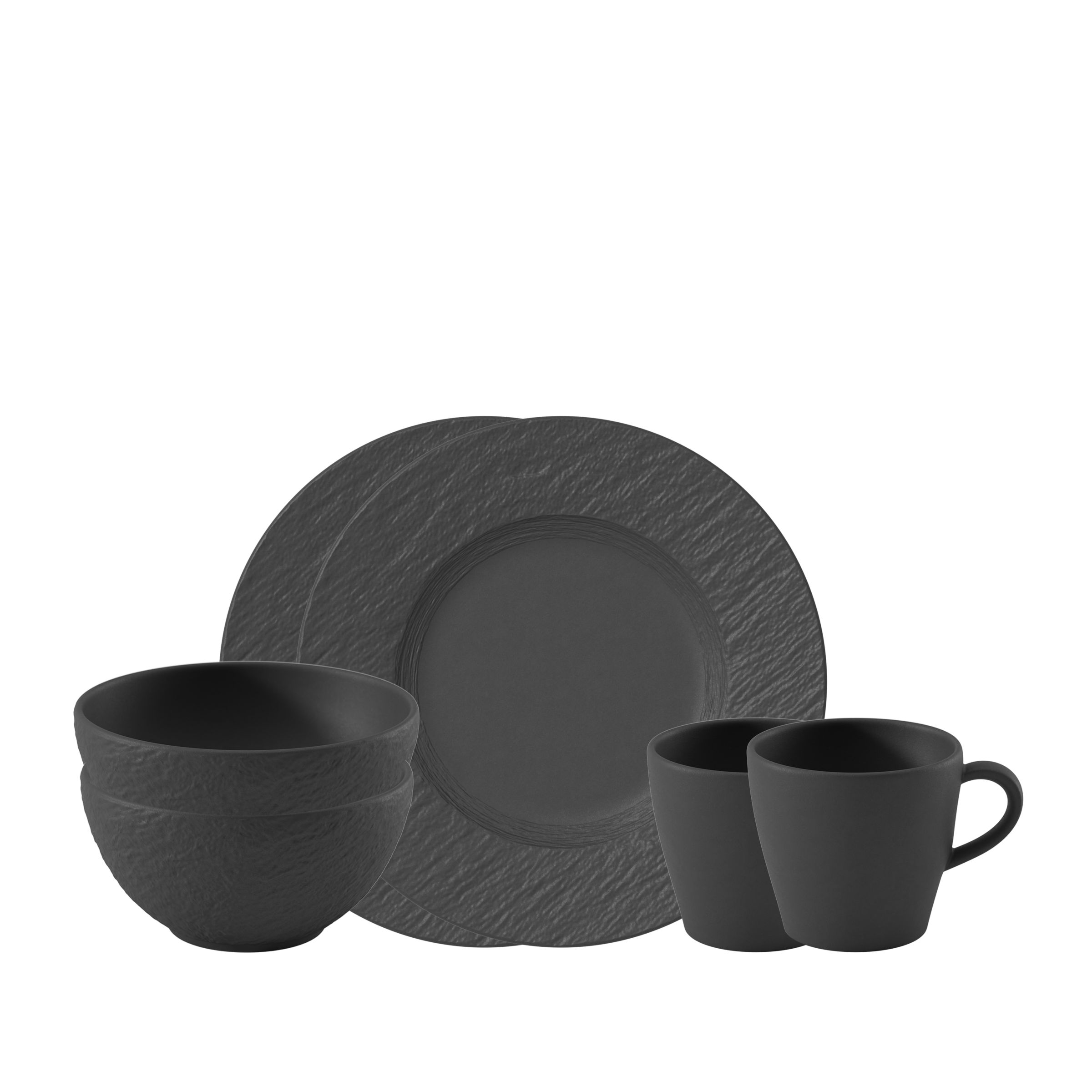 Image of Villeroy & Boch Frühstücks-Geschirrset "Manufacture Rock Fruehstuecksset" Premium Porzellan
