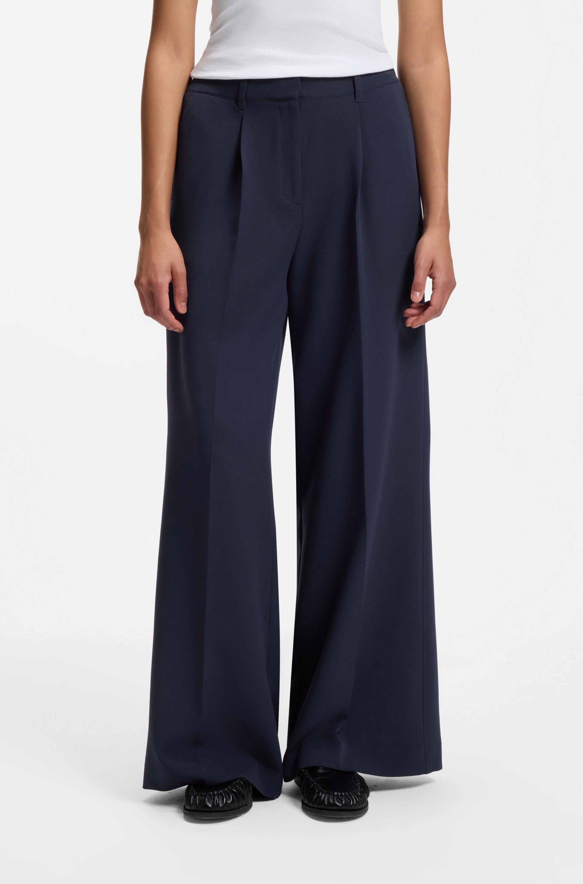 BOSS ORANGE Anzughose »Tiwi Premium Damenmode«  Wide Leg mit Bügelfalte