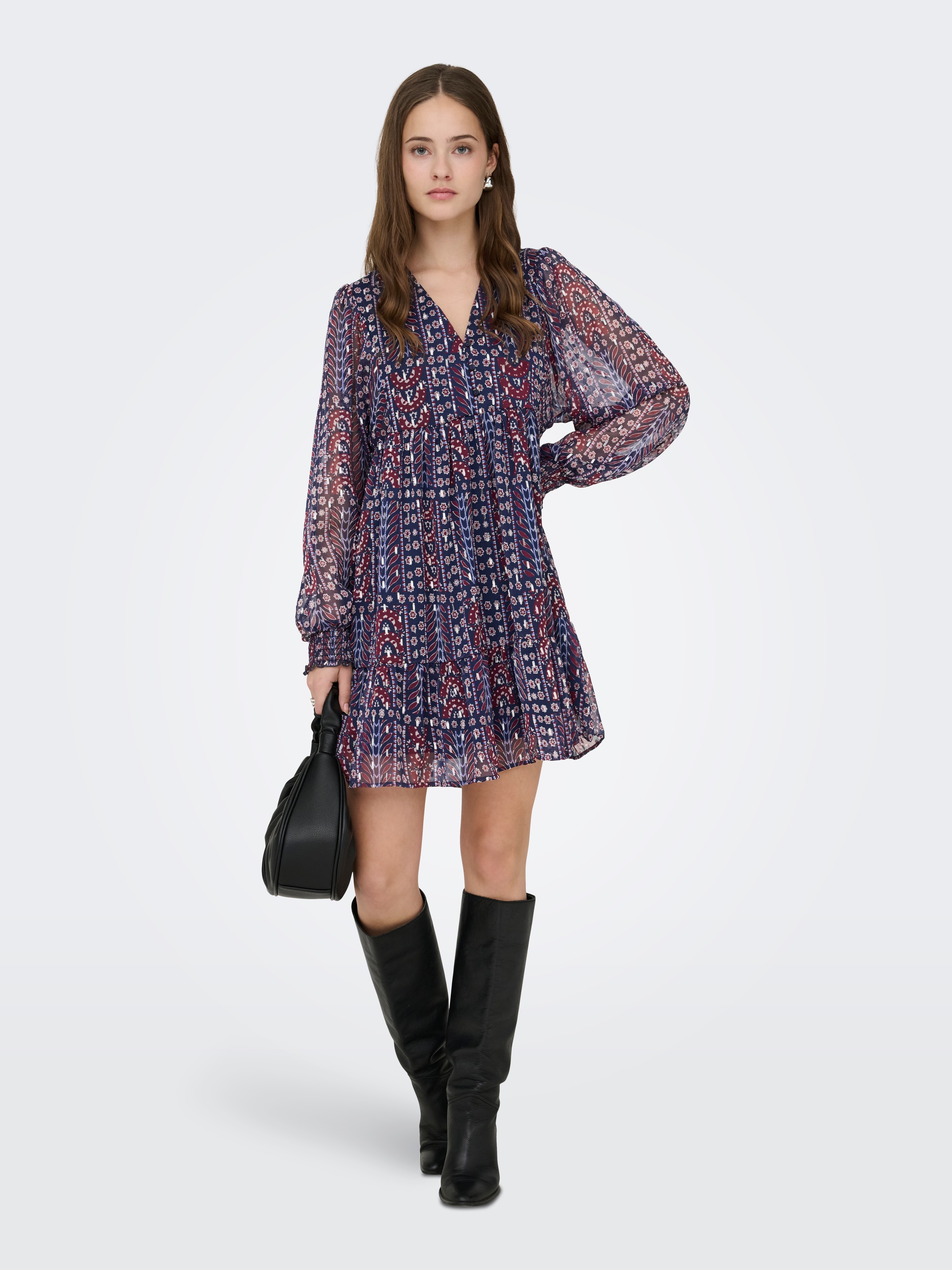 ONLY Chiffonkleid »ONLSIRA L/S SHORT DRESS WVN«