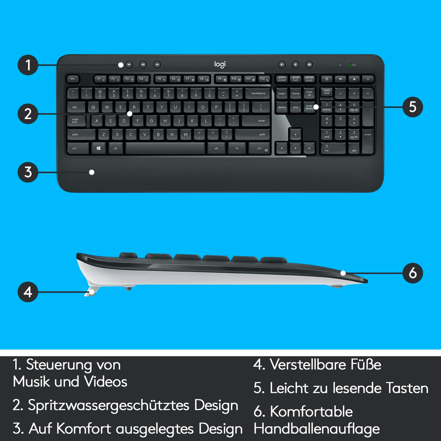 Logitech Tastatur- und Maus-Set »MK540 ADVANCED Kabellose«, für Windows, USB, Sondertasten, 3 Jahre Batterielaufzeit, PC, Laptop