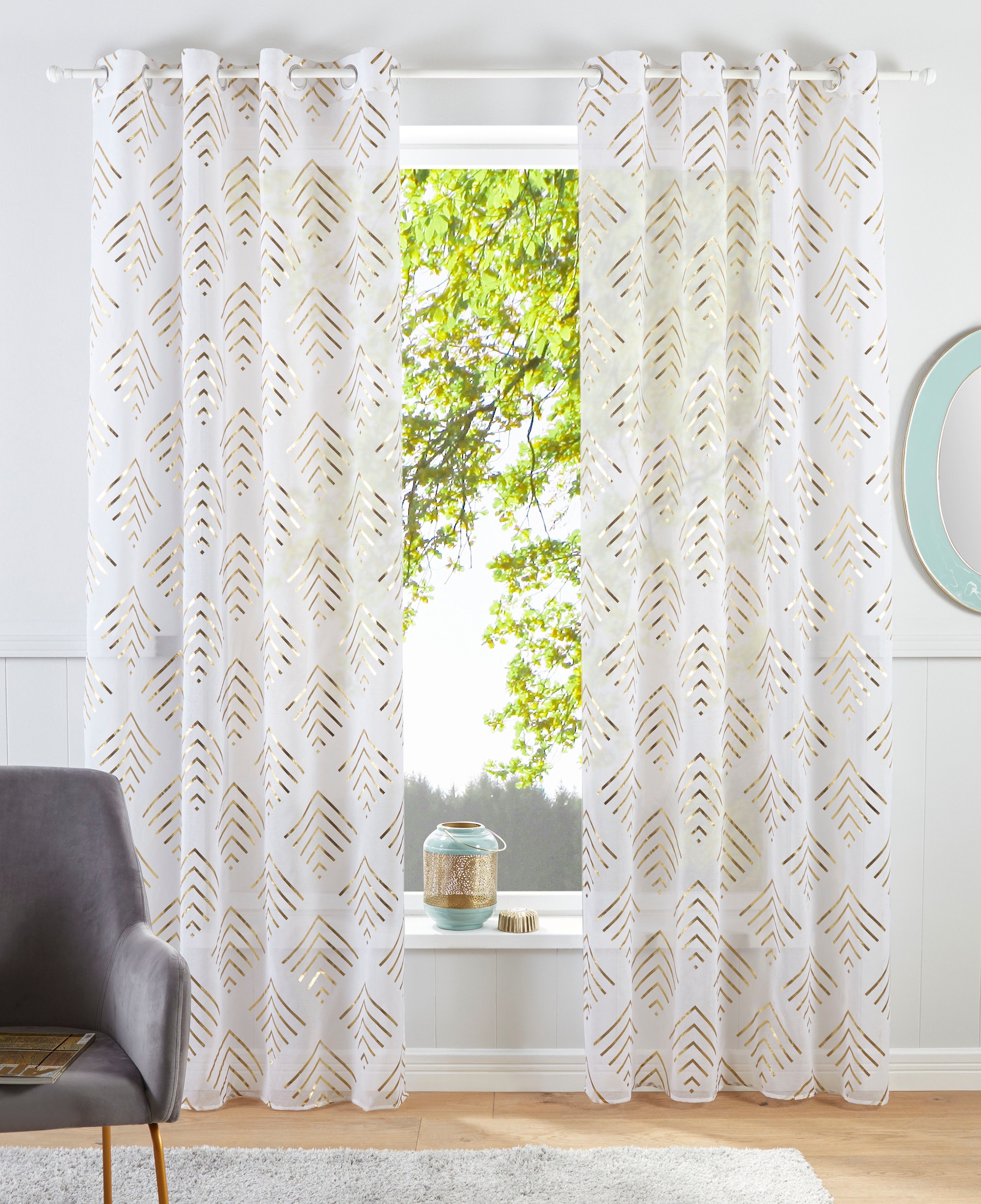 Image of Guido Maria Kretschmer Home&Living Gardine »Gino«, (1 St.), transparent, mit Foliendruck einseitig bedruckt, Rautenmuster bei Ackermann Versand Schweiz