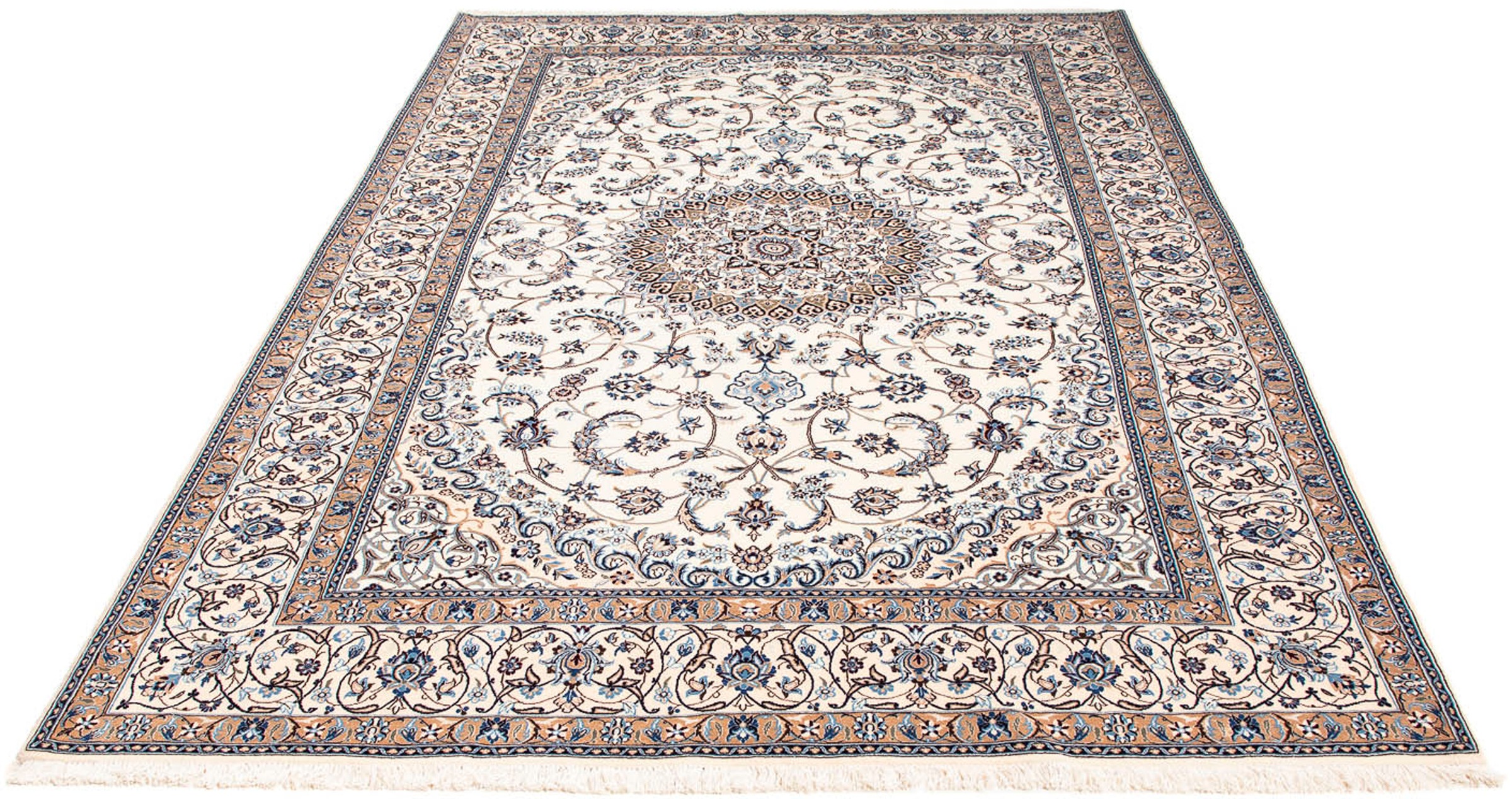 Image of morgenland Orientteppich »Perser - Nain - Premium - 243 x 160 cm - beige«, rechteckig, 6 mm Höhe, Wohnzimmer, Handgeknüpft, Einzelstück mit Zertifikat bei Ackermann Versand Schweiz