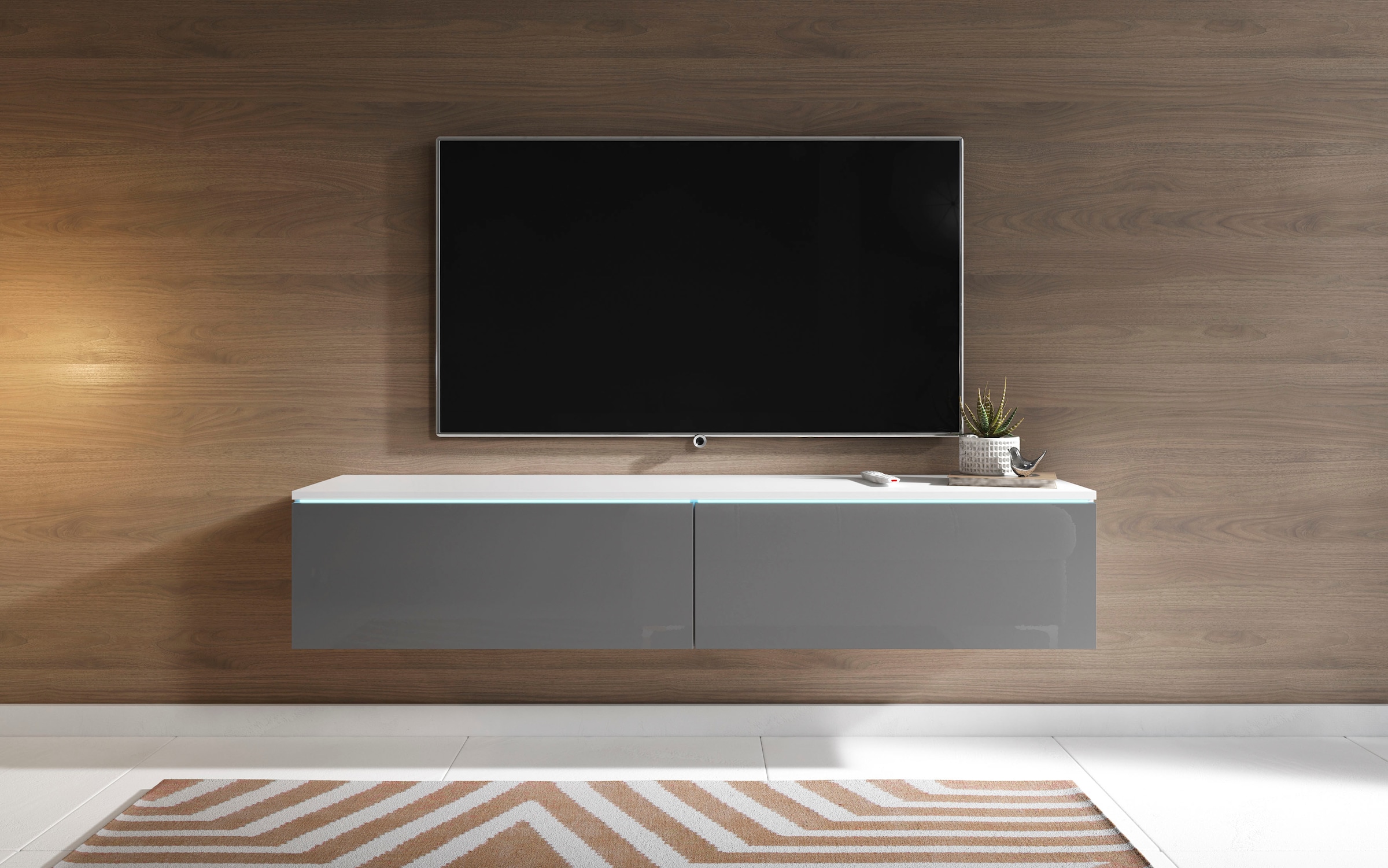 Home affaire Table basse »LOWBOARD D, wahlweise mit oder ohne Beleuchtung« meuble TV moderne sans poignées, avec beaucoup de rangement, debout et suspendu