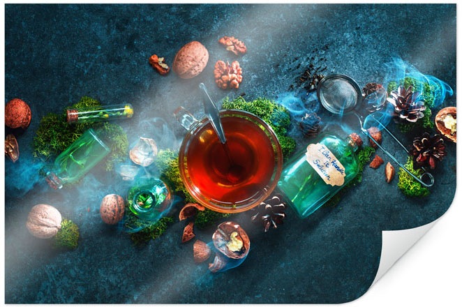 Image of Wall-Art Poster »Modern Nüsse Teezeit Vintage Blau«, Essen, (1 St.), Poster, Wandbild, Bild, Wandposter bei Ackermann Versand Schweiz