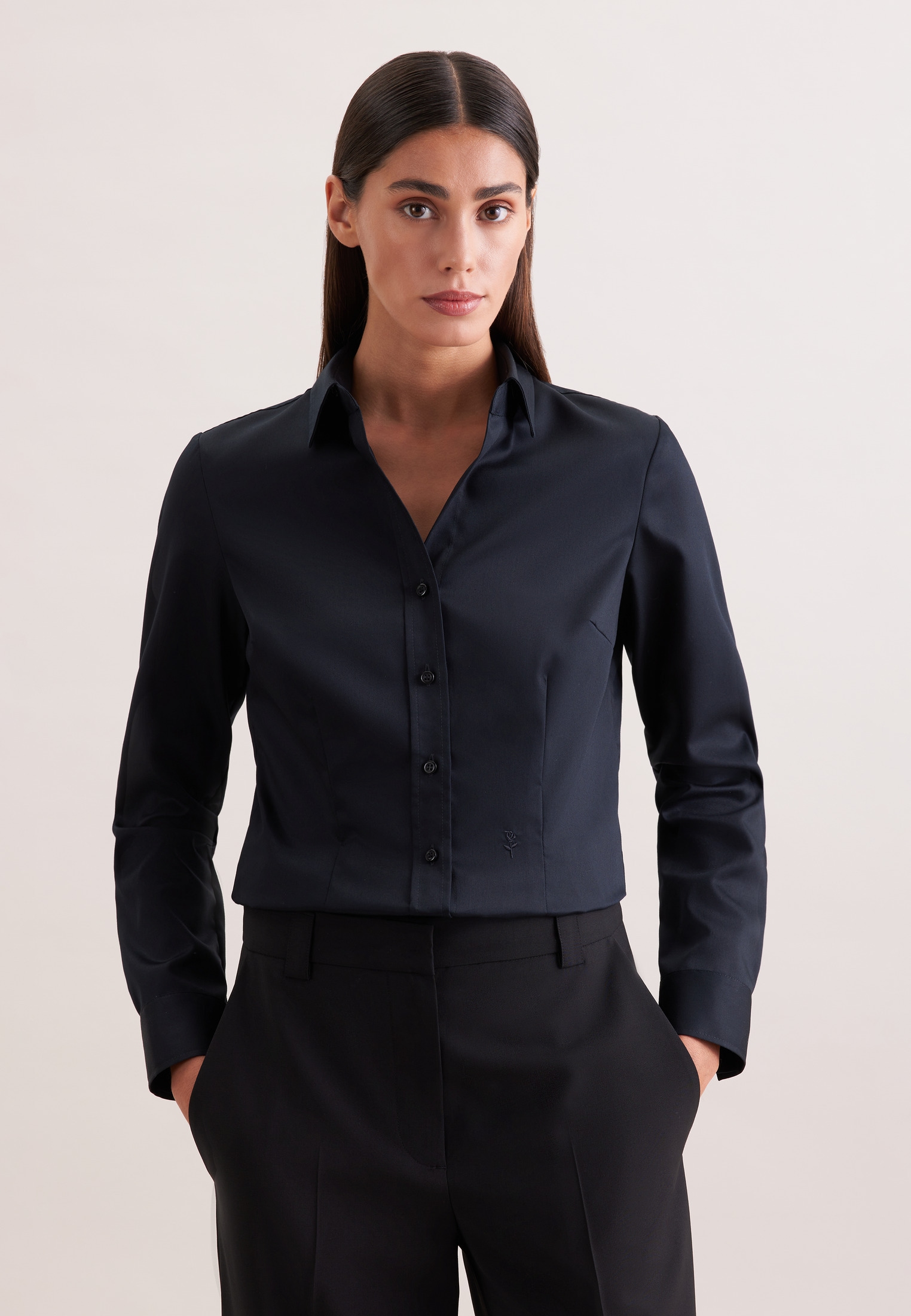 seidensticker Hemdbluse »Schwarze Rose« 1/1 Kragen Uni