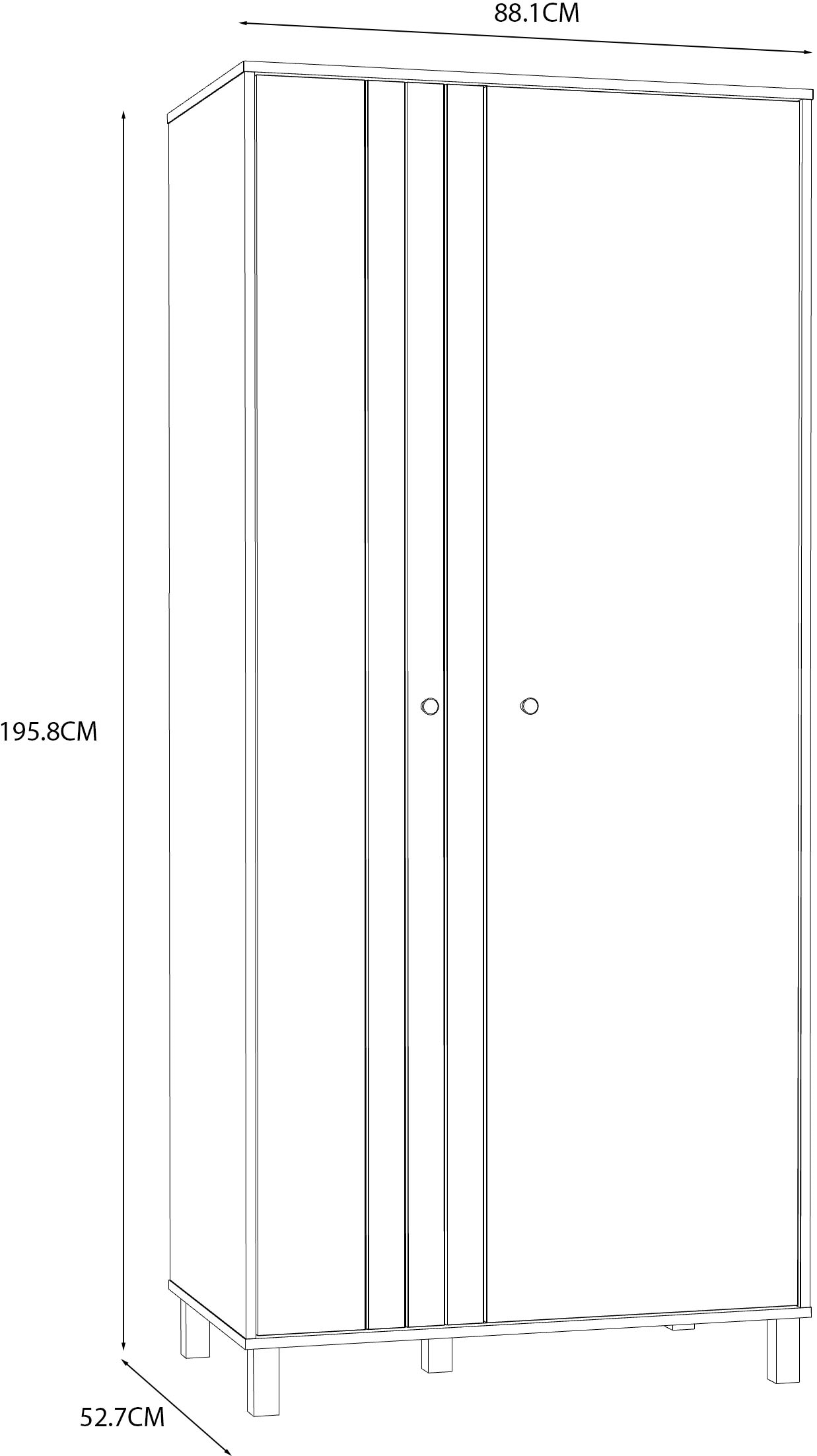 FORTE Highboard »Killarney« Schrank, Stauraum, Soft Close, Kleiderstange