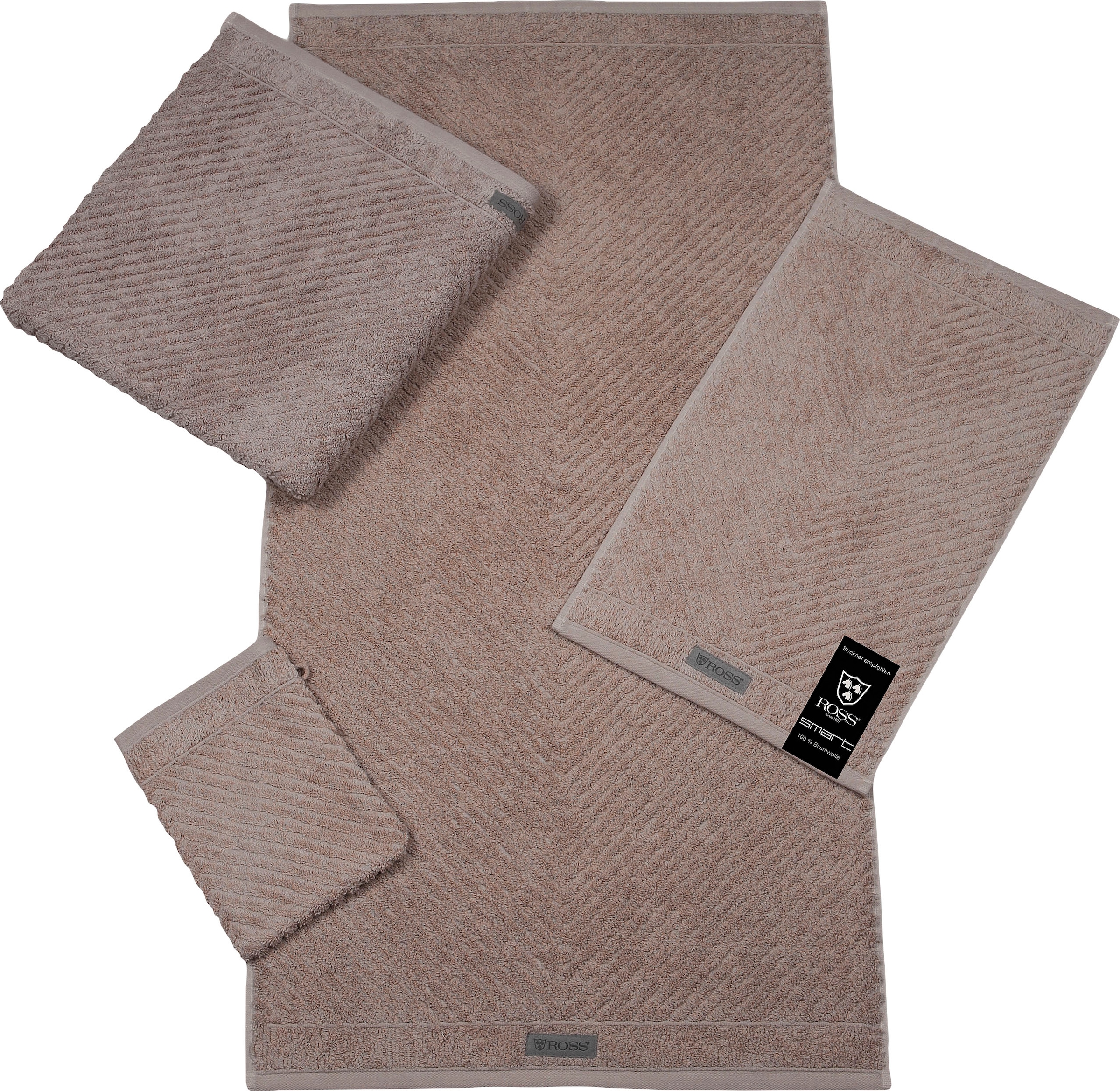 Image of ROSS Waschhandschuh "Smart" Uni-Rippe mit Velourslabel