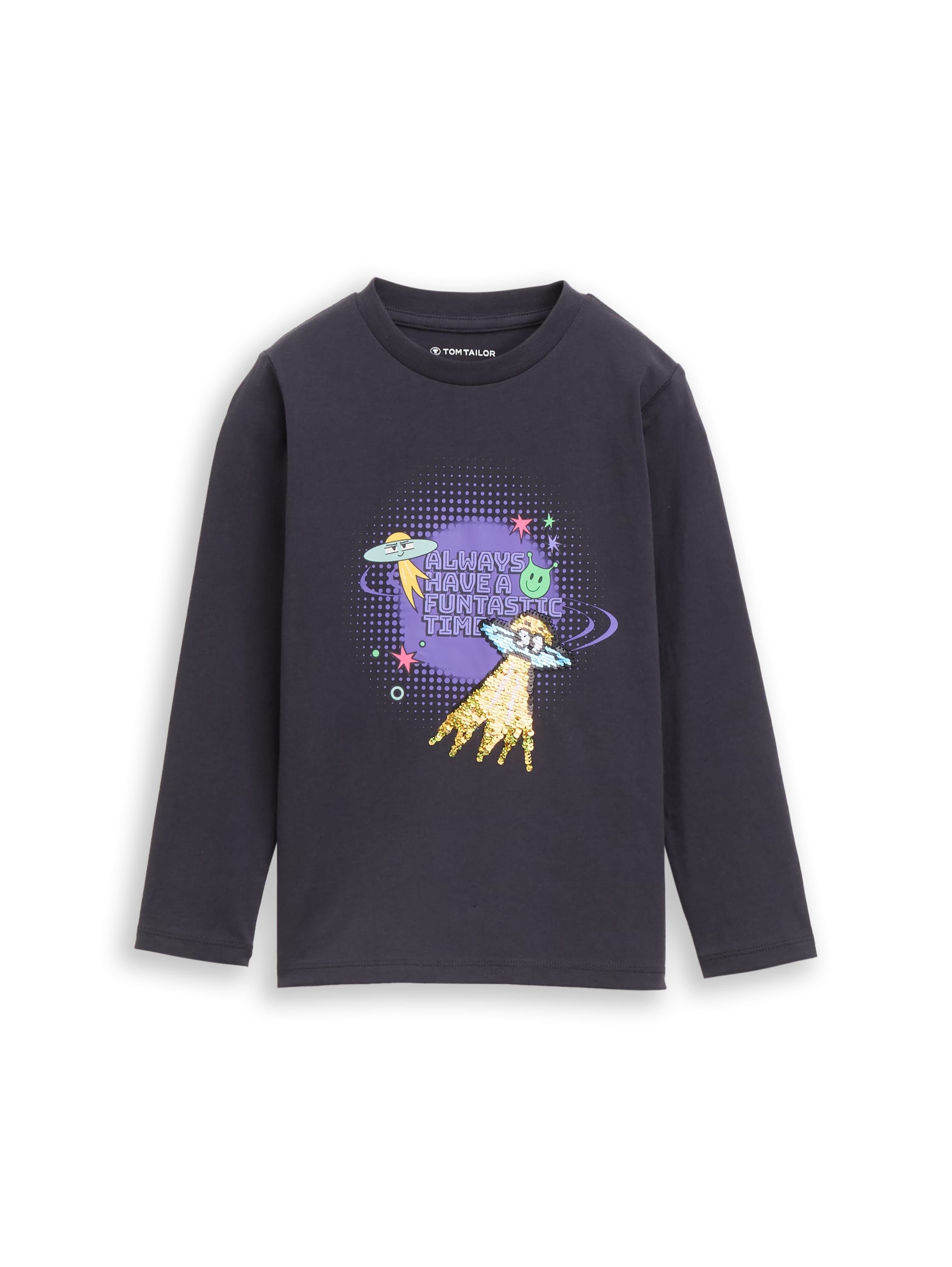 Image of TOM TAILOR Langarmshirt mit Frontprint und Pailletten / Rundhals / für Boys
