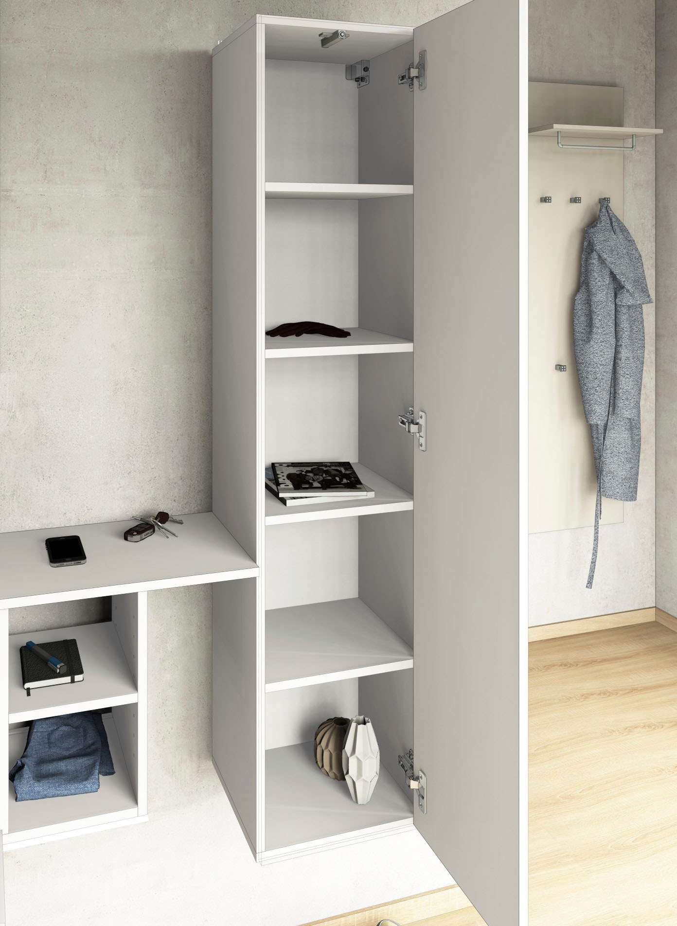 borchardt Möbel Garderoben-Set »Toledo, moderne Garderobe mit Spiegel, Schminktisch mit Regalfächern« Komplett-Set, 