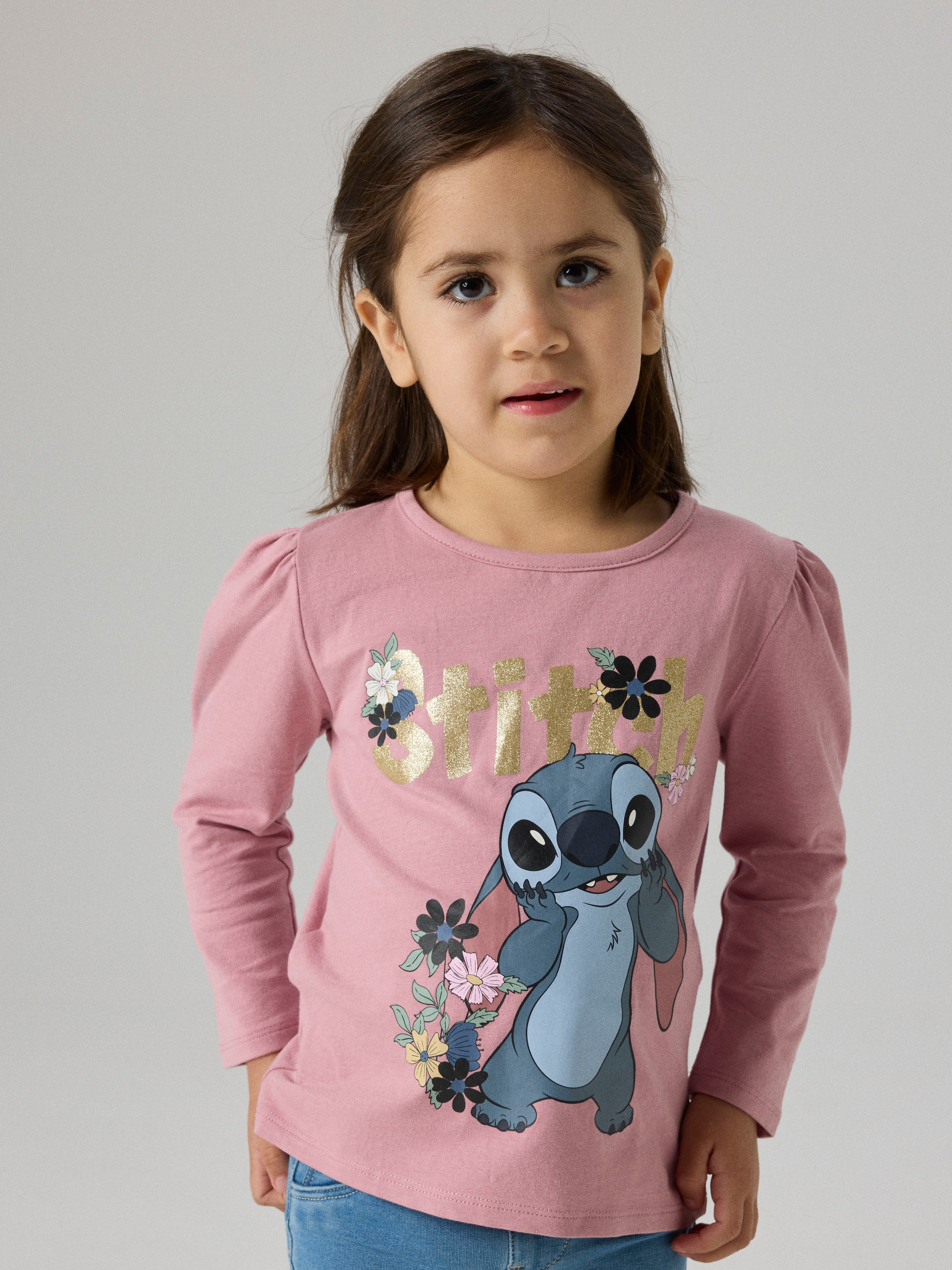 Image of Name It T-Shirt "NMFJINA STITCH LS TOP BOX NOOS WDI" Baumwollmischung, regular fit