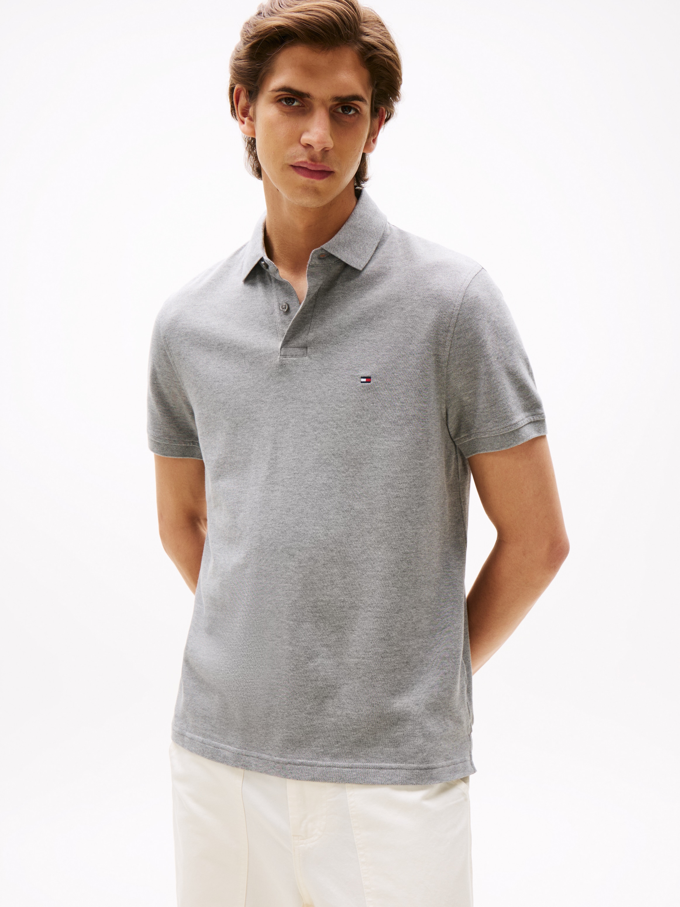 Tommy Hilfiger Poloshirt »1985 REGULAR POLO mit Kontraststreifen und Knopfleiste«, unifarben, sportlich, regular fit, Baumwollmix, Polokragen