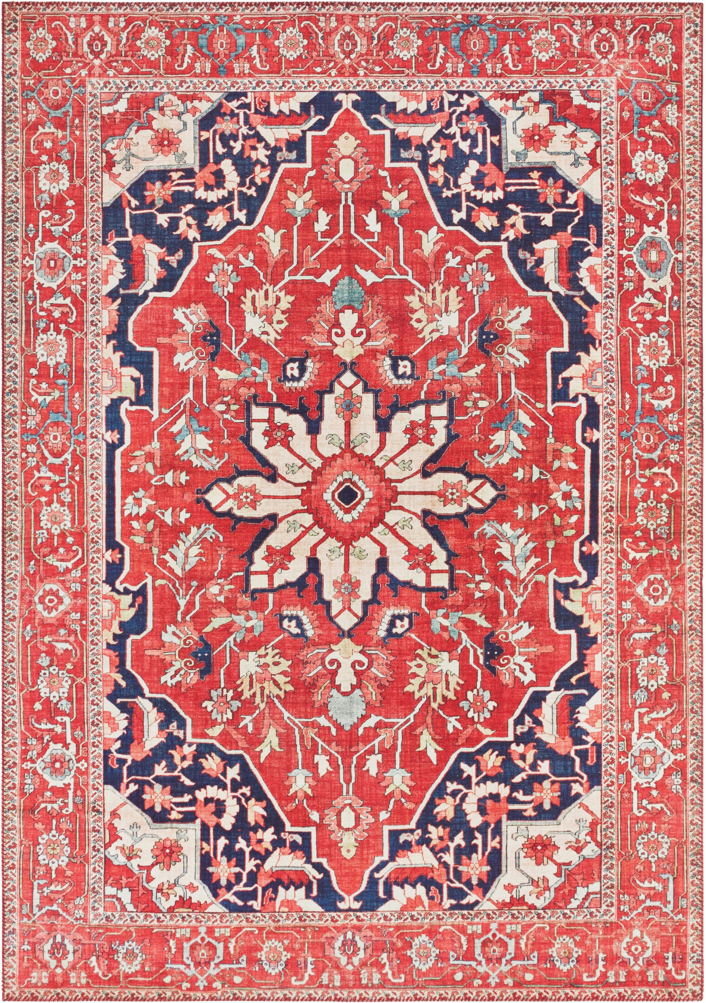 Image of ELLE DECORATION Teppich »Täbriz«, rechteckig, 5 mm Höhe, Orient Optik, Vintage Design, Wohnzimmer, Schlafzimmer, Robust, Pflegeleicht, gekettelt, kräftige Farben bei Ackermann Versand Schweiz