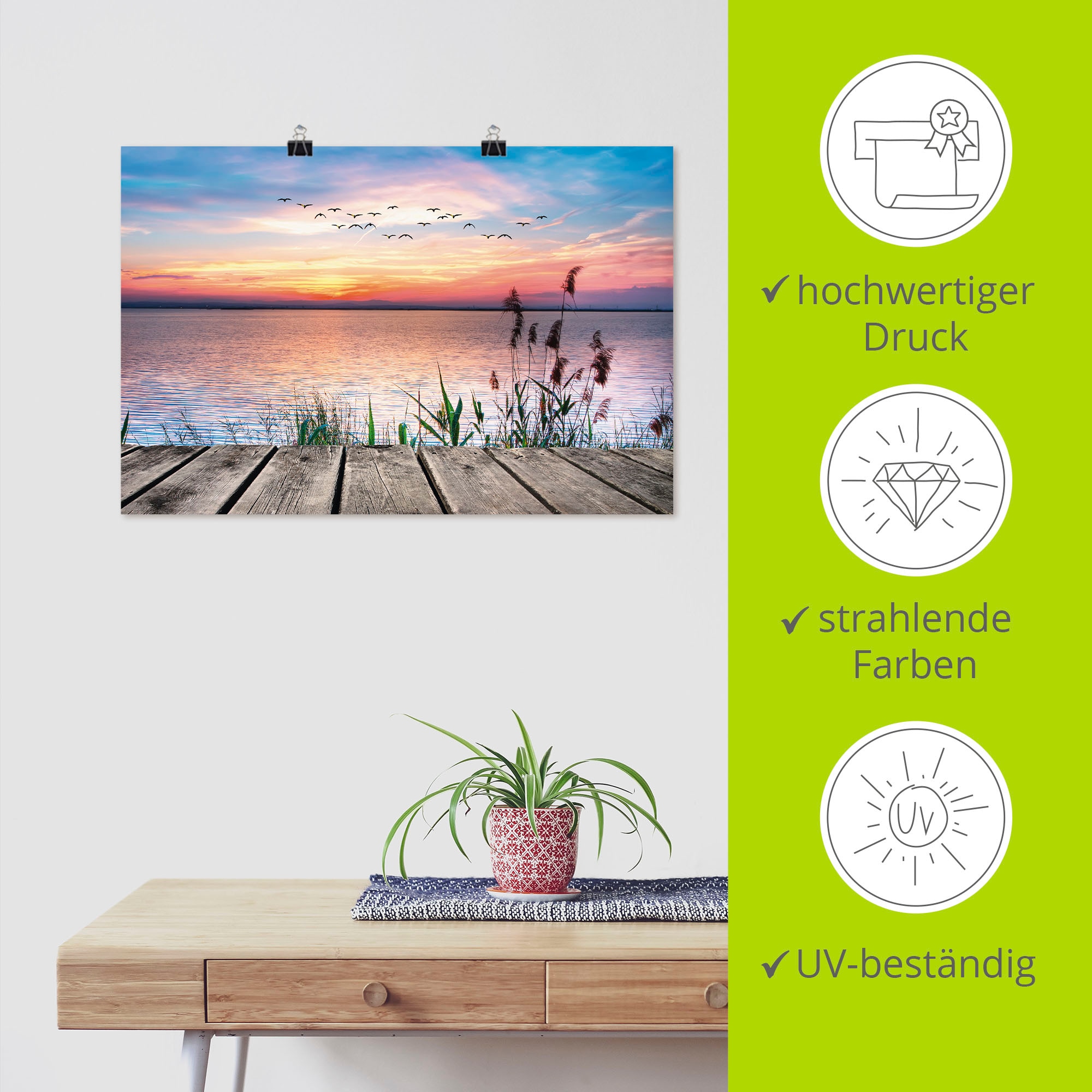 Artland Fresque murale »Der See in den Farben der Wolken« 1 cuis tlg. als Alubild, Leinwandbild, Poster in verschied. Grössen