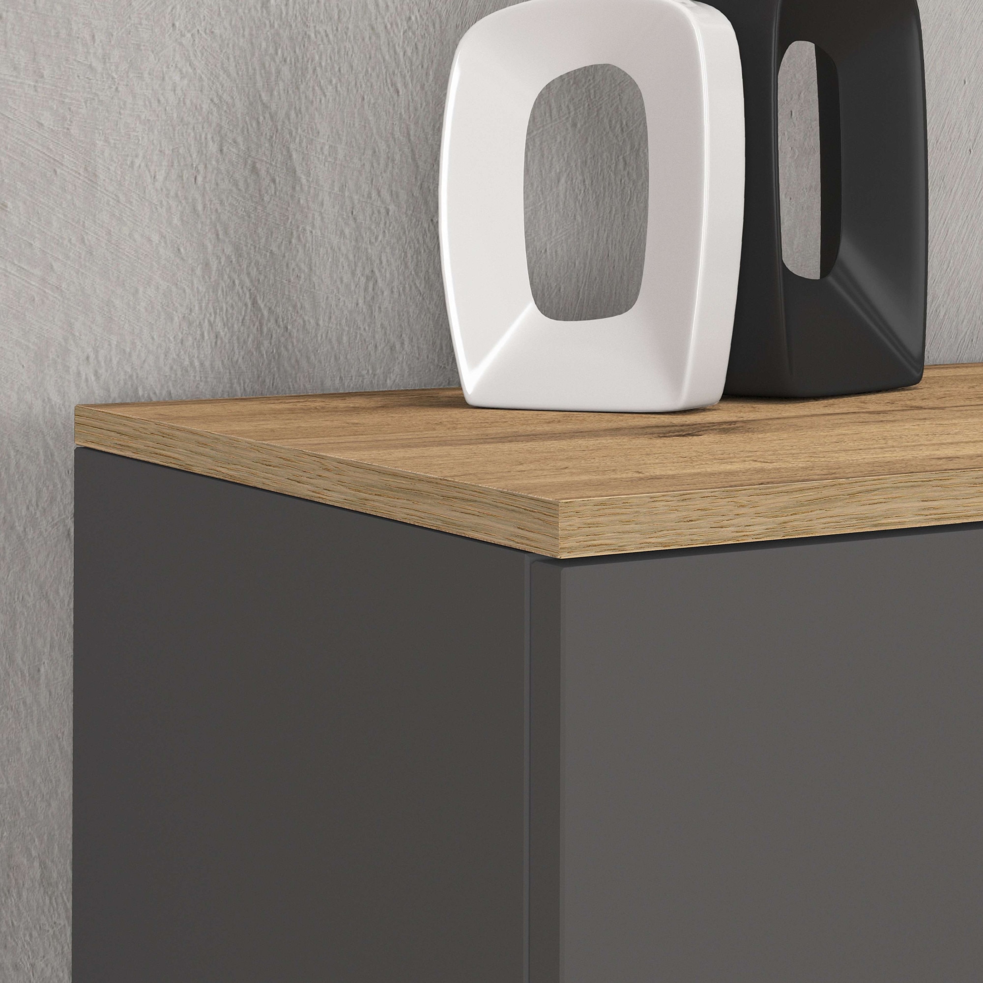 GOODproduct Sideboard »ISEO, Kommode, Schrank, Sideboard, Lowboard, 6 Fächer, Breite 200 cm« 1 Stk. tlg. stehend/hängend, 5 Türen, 6 Fächer, Breite 200 cm