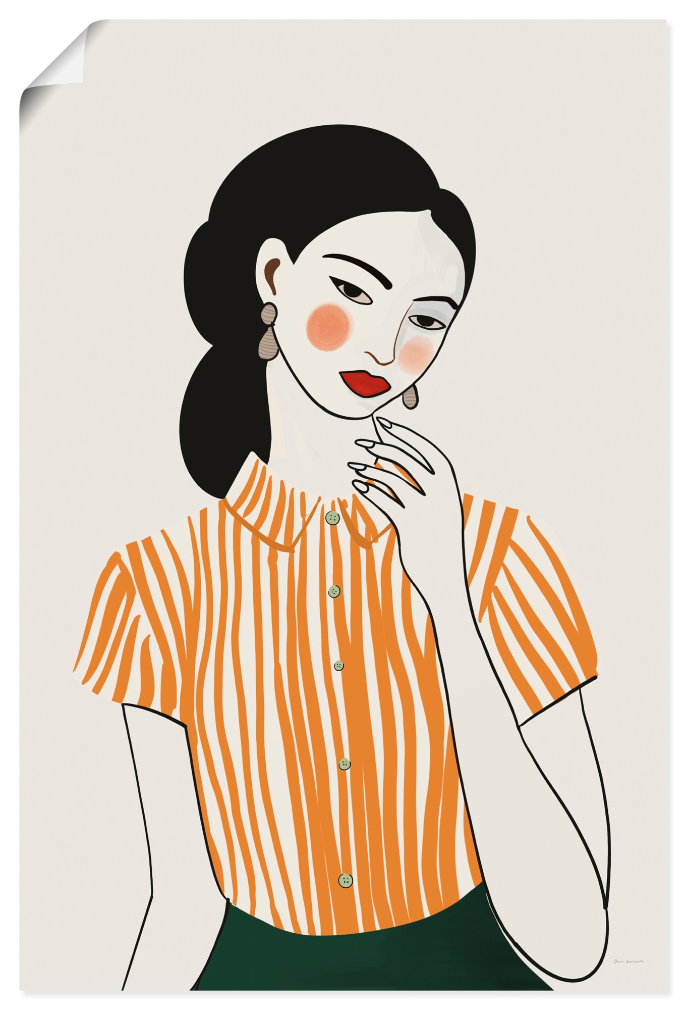 Image of Artland Wandbild "Woman in Striped Blouse II" Bilder von Frauen 1 Stk. tlg. als Alubild, Leinwandbild, Poster, Wandaufkleber in verschied. Grössen