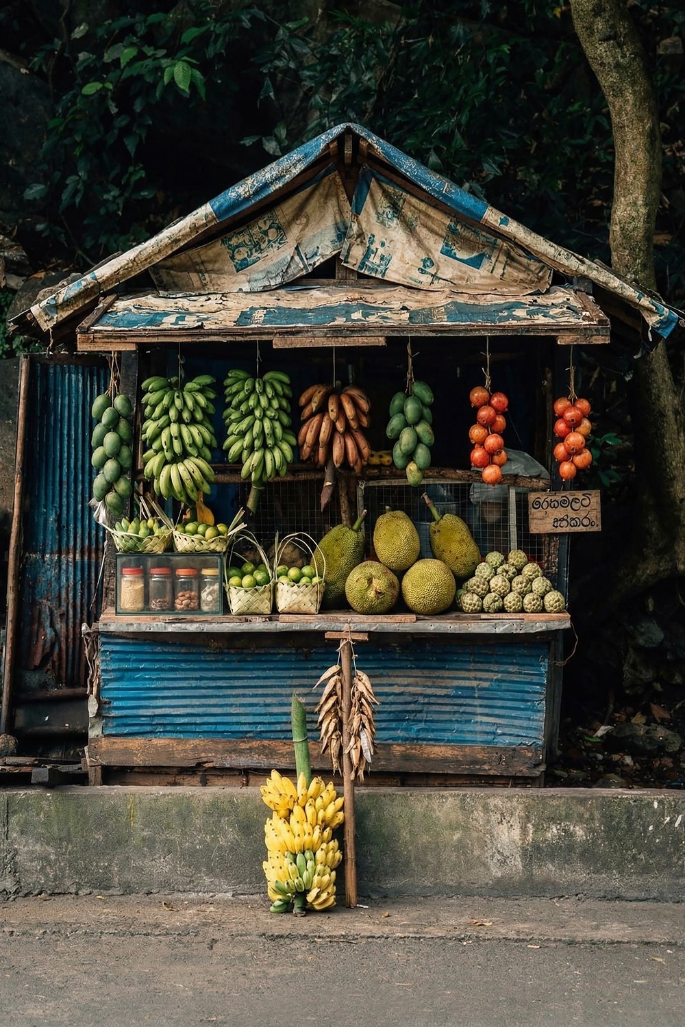queence Acrylglasbild »Strassenshop mit Obst auf  Bali« Foto | Gebäude | Obst 1 Stk. tlg. Wandbild Wohnzimmerdeko Urlaubsmotiv