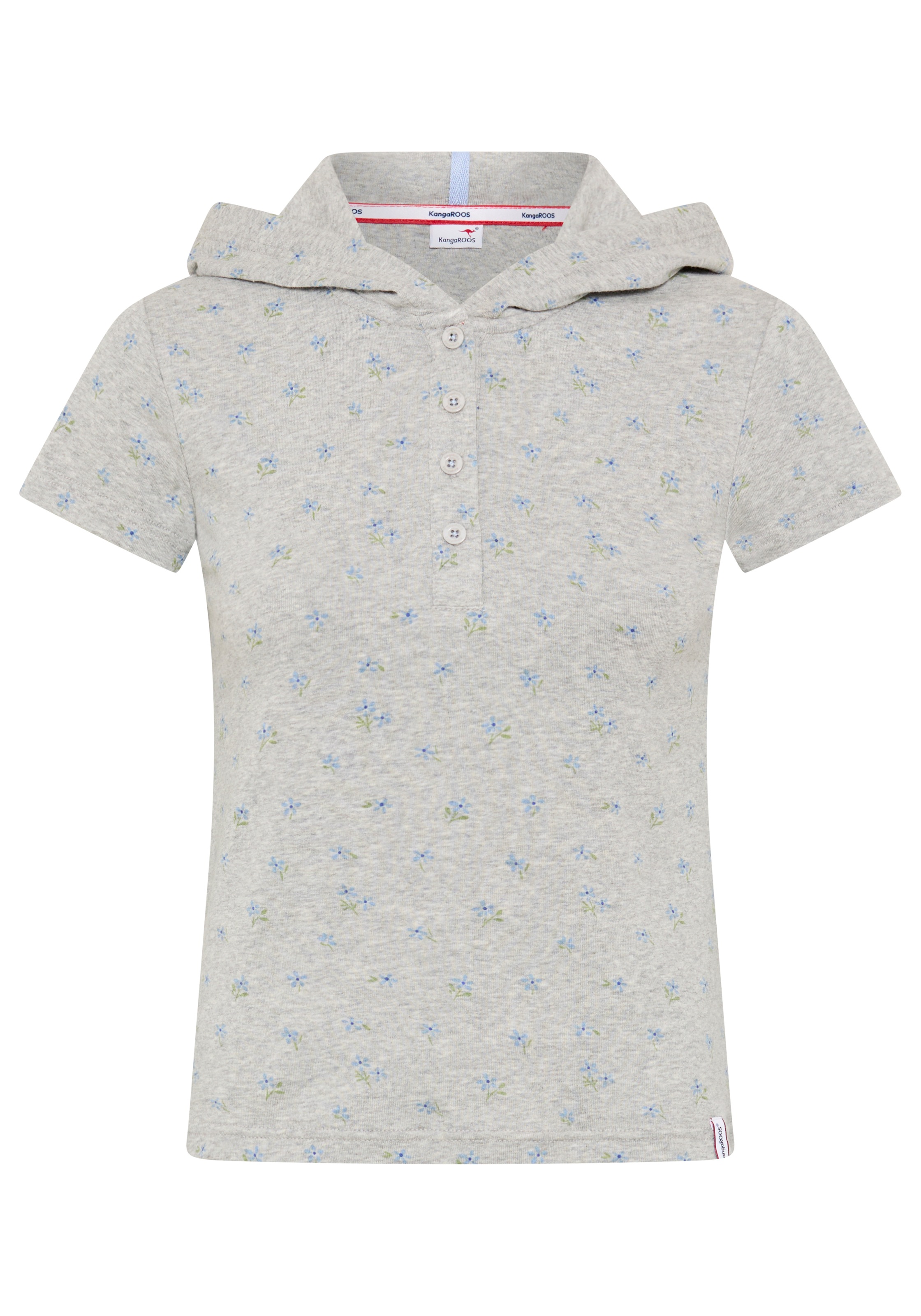 KangaROOS T-shirt à capuche figurbetonte Passform, Kurzarm, mit Kapuze, Rippware