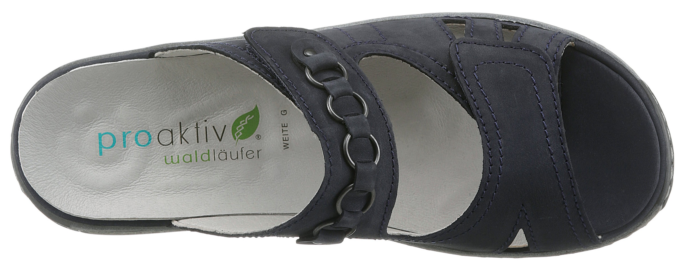 Waldläufer Pantolette »GARDA«, Keilabsatz, Sommerschuh, Schlappen mit Schmuckapplikation, Weite G